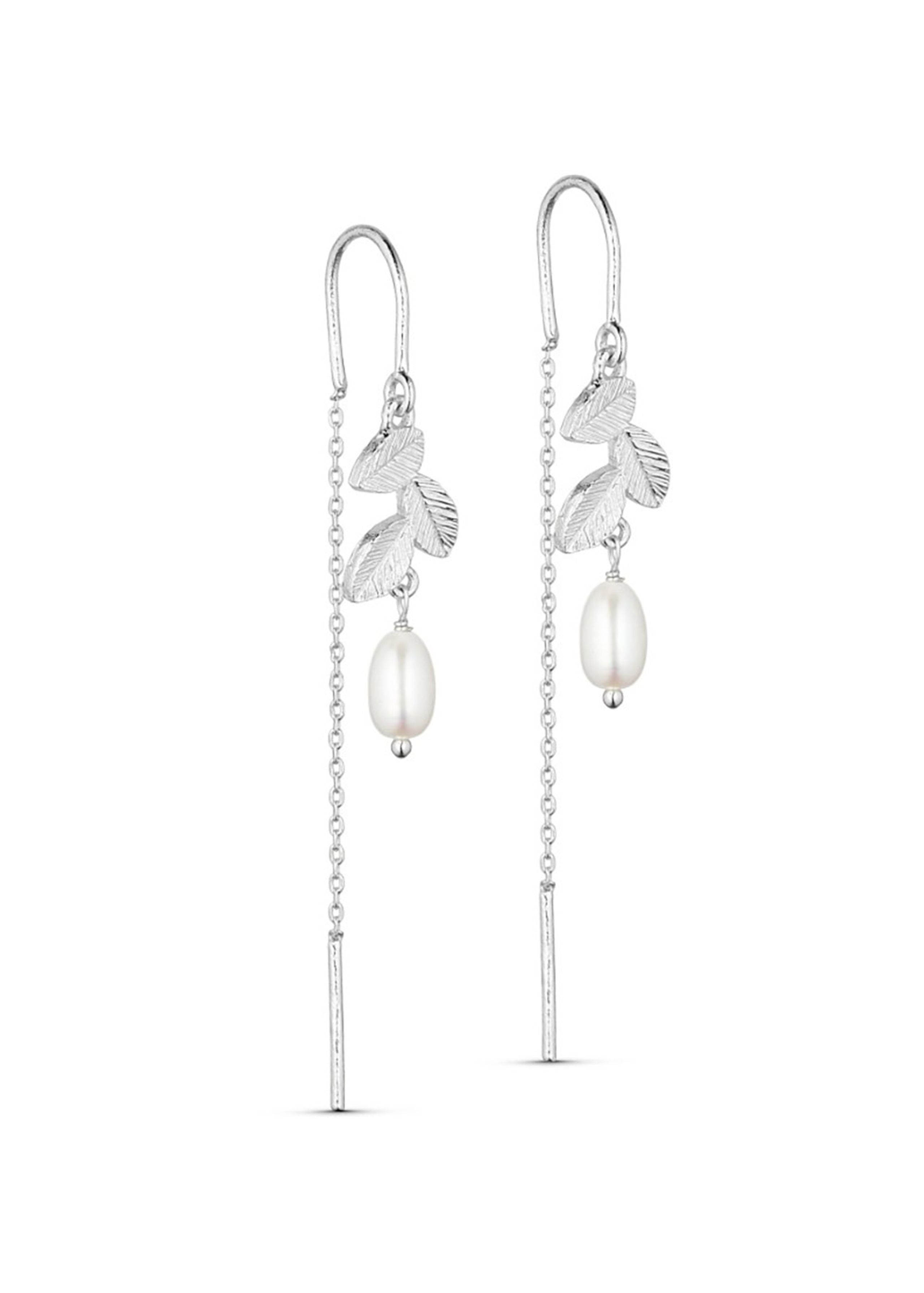 Pure By Nat - Light string - Dahlia Pearl Earrings - Silver plated