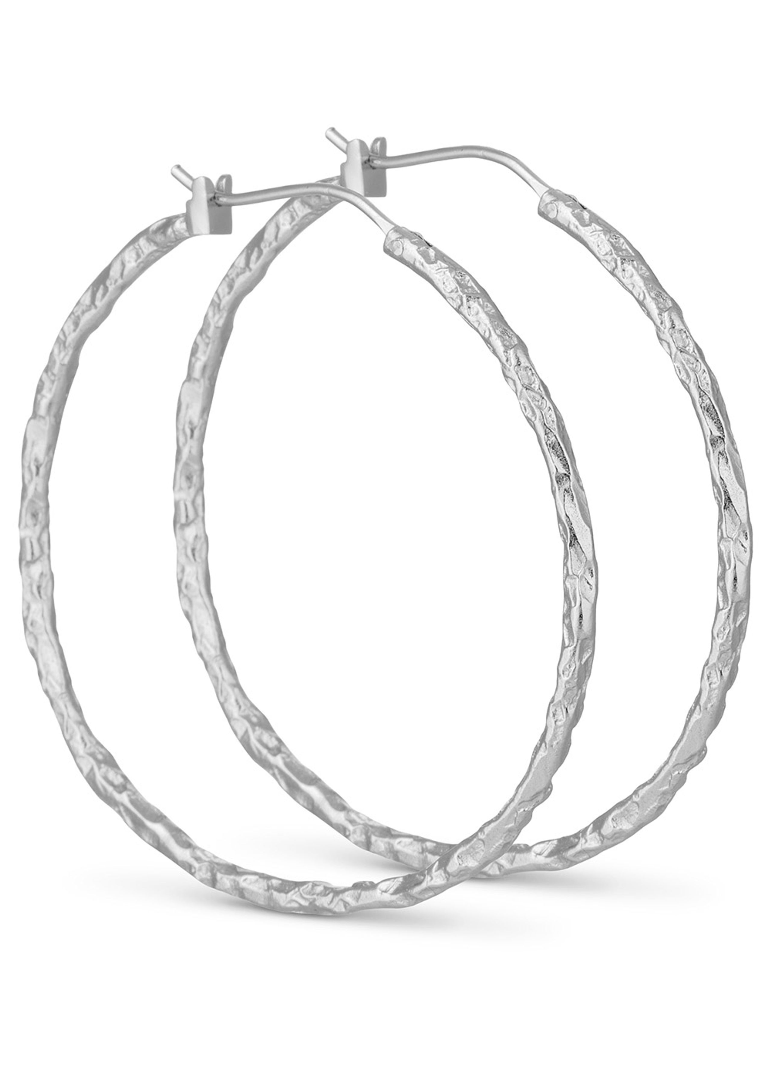 Pure By Nat - Brincos - Hoop Earrings Foil Look - Silverplated / 50 mm