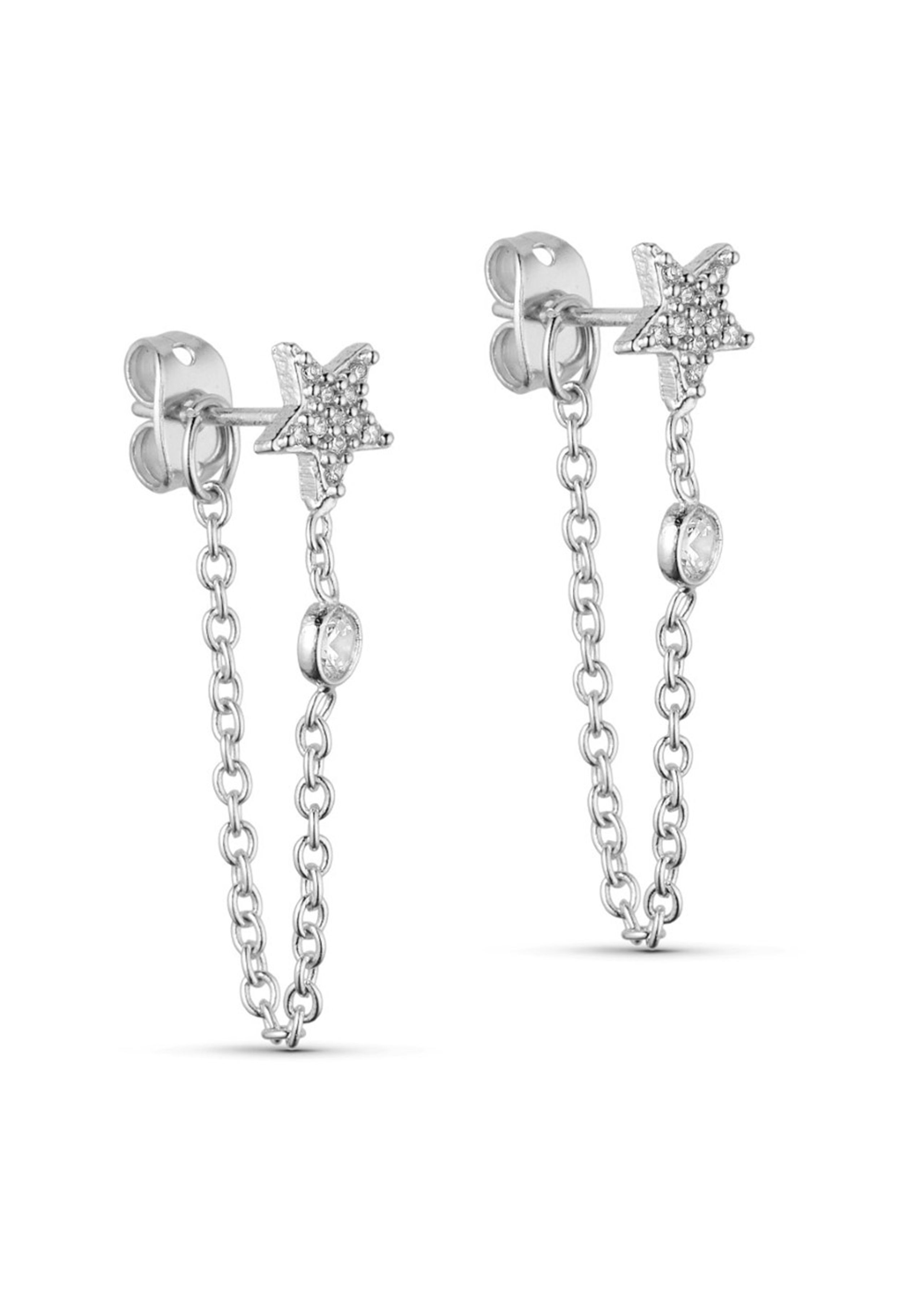 Pure By Nat - Earrings - Zoe Chain Earrings - Silver plated