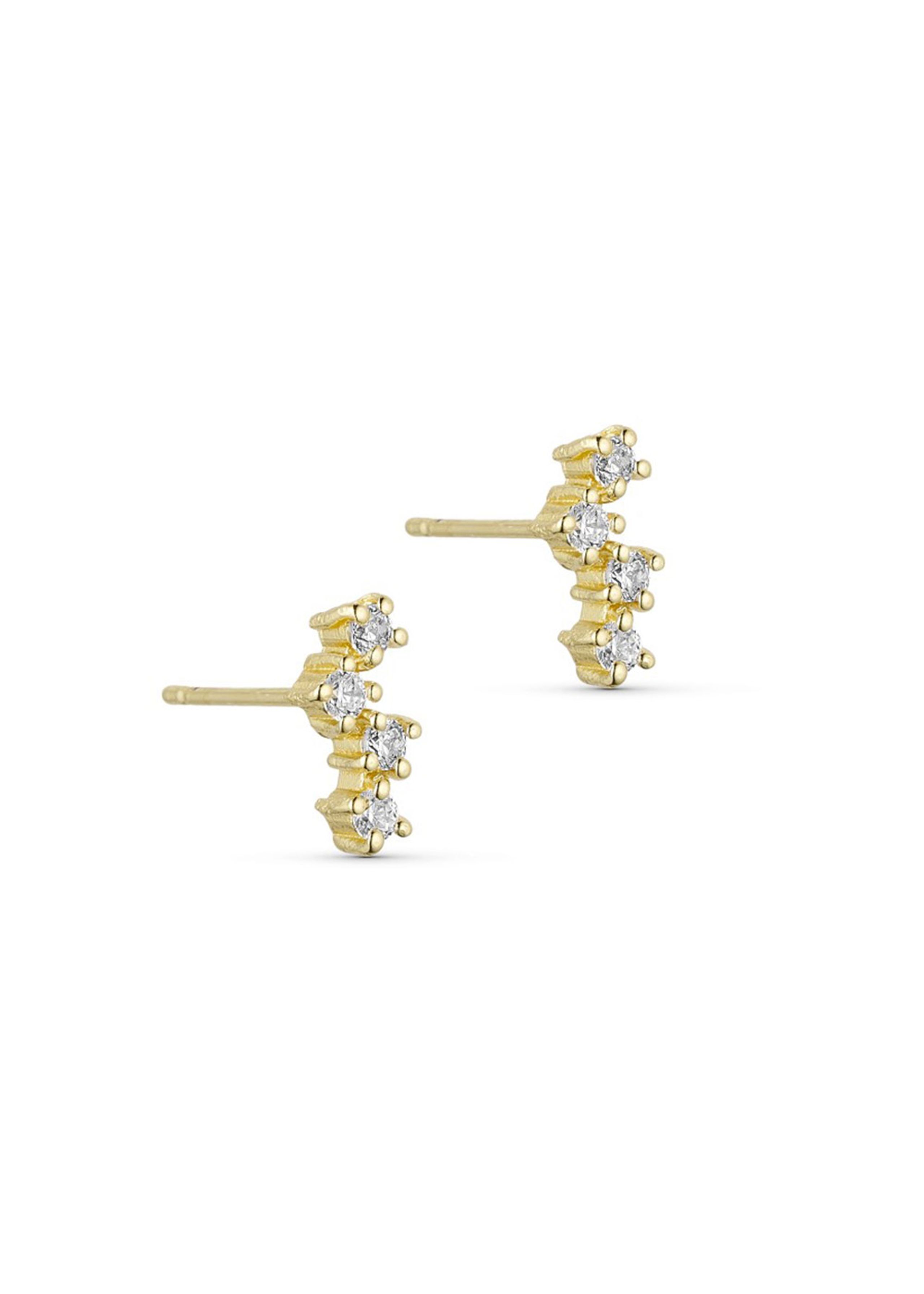 Pure By Nat - Orecchini - Zoe Post Earrings W. 4 Zircons - Gold plated