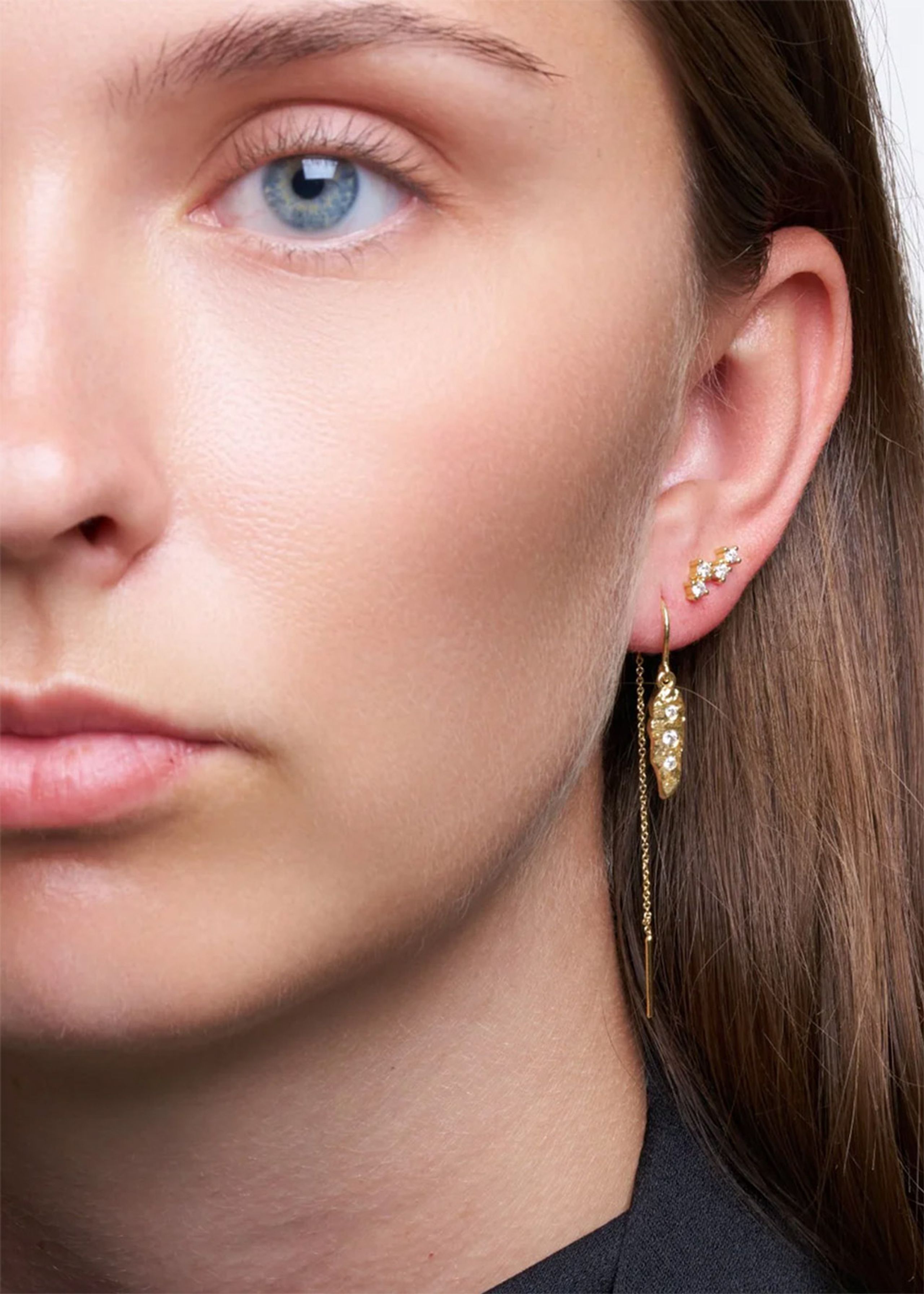 Pure By Nat - Orecchini - Zoe Post Earrings W. 4 Zircons - Gold plated
