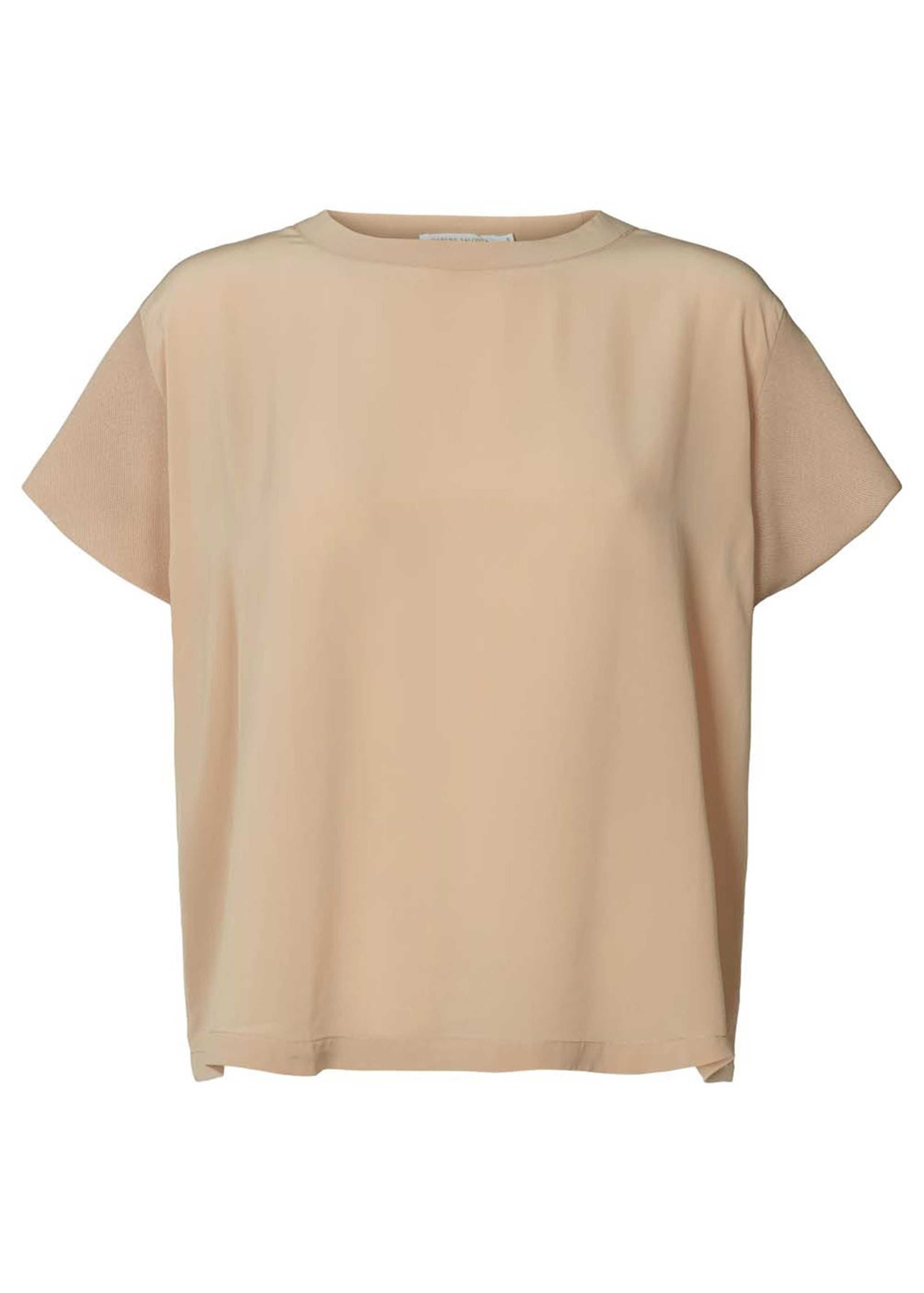 Rabens Saloner - T-shirt - Bjanka - Sheer Panel Tee - Sandstone