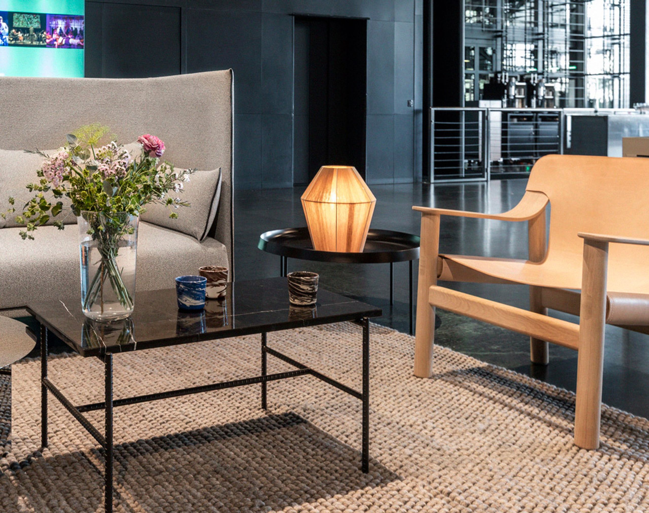 - - Rebar Coffee Table - Large - Soft Black / Marble