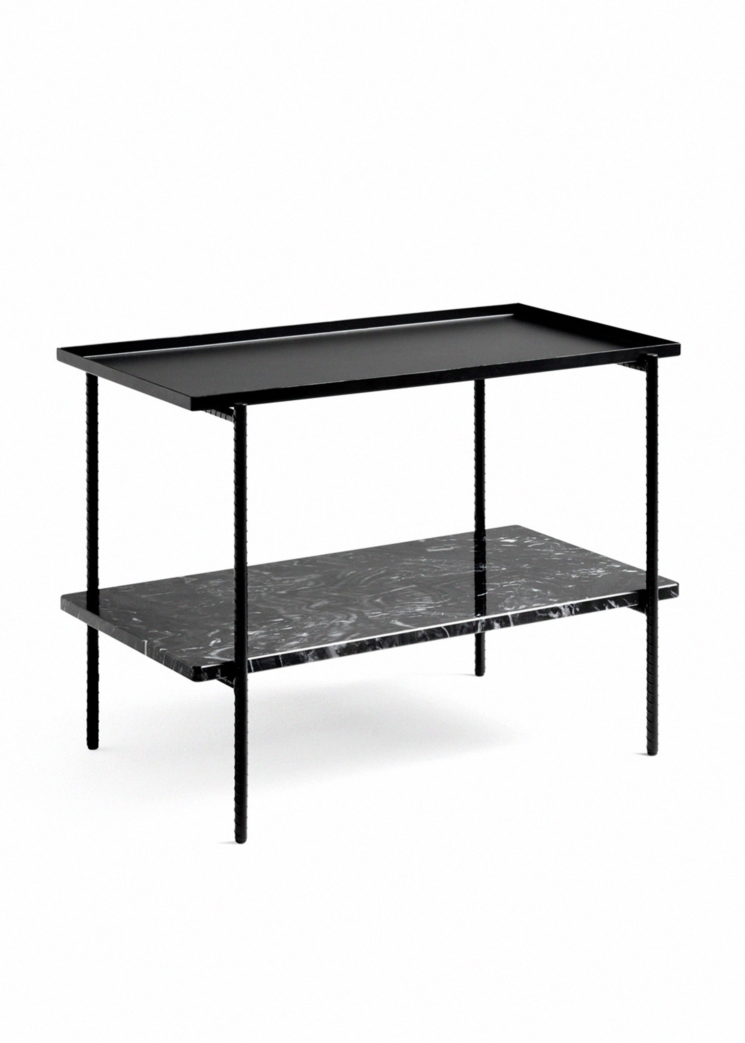  - - Rebar Side Table - Large - Soft Black / Marble