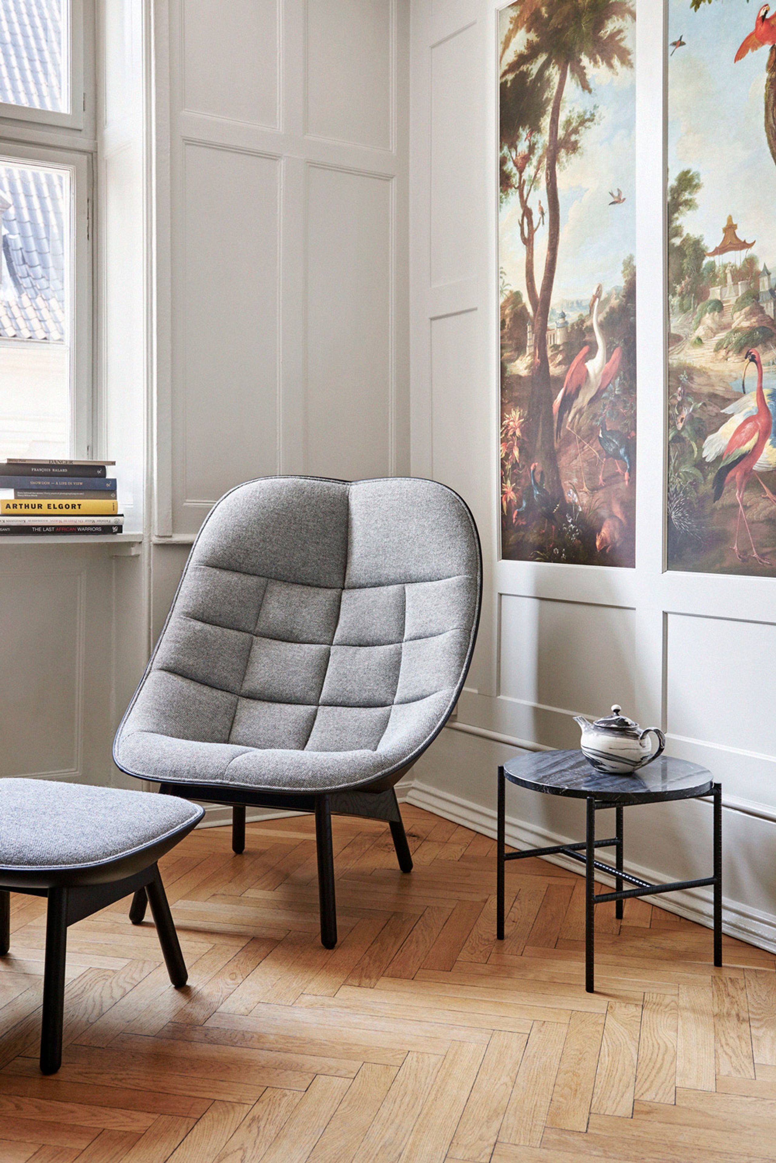  - - Rebar Side Table - Large - Soft Black / Marble