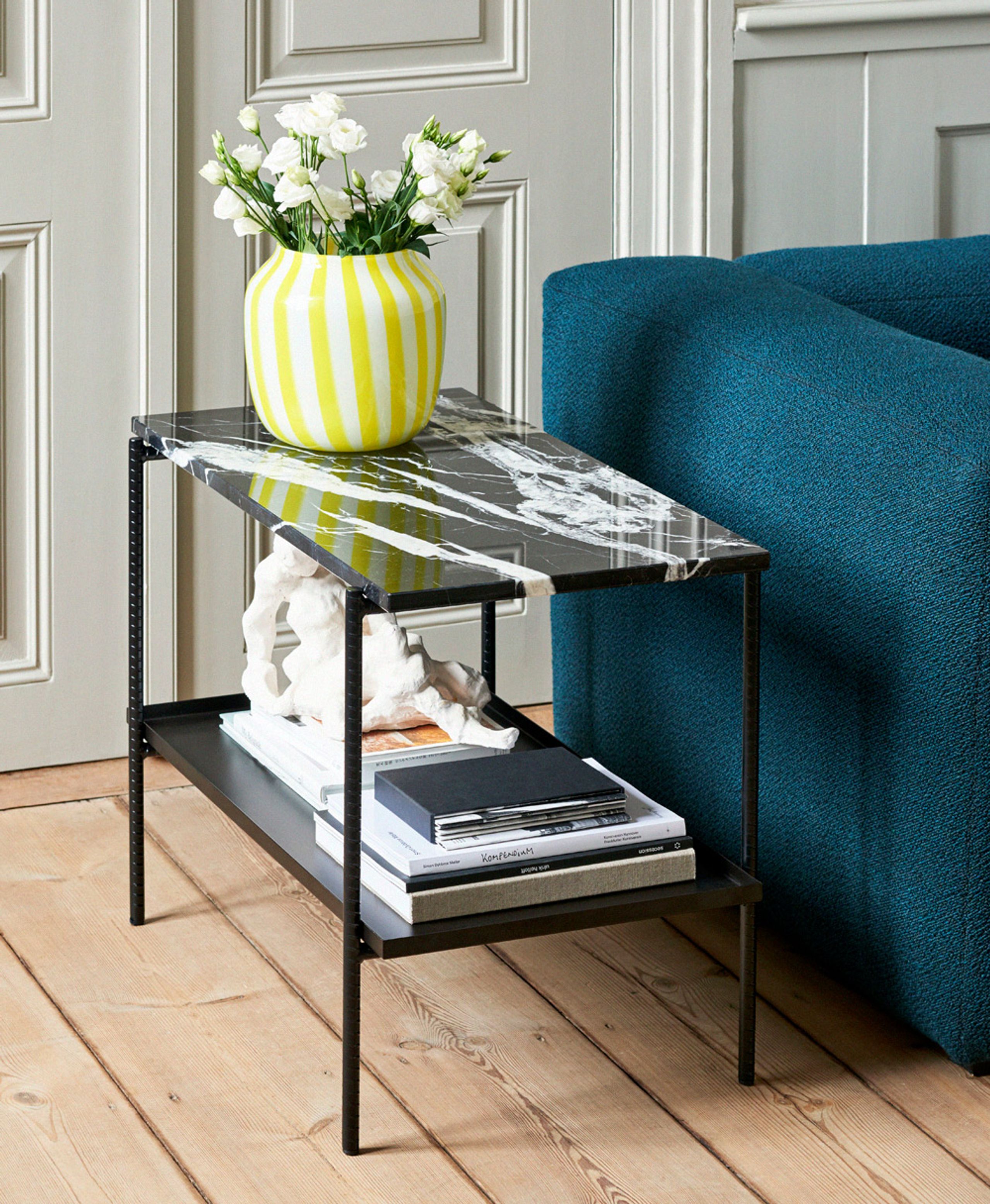  - - Rebar Side Table - Large - Soft Black / Marble