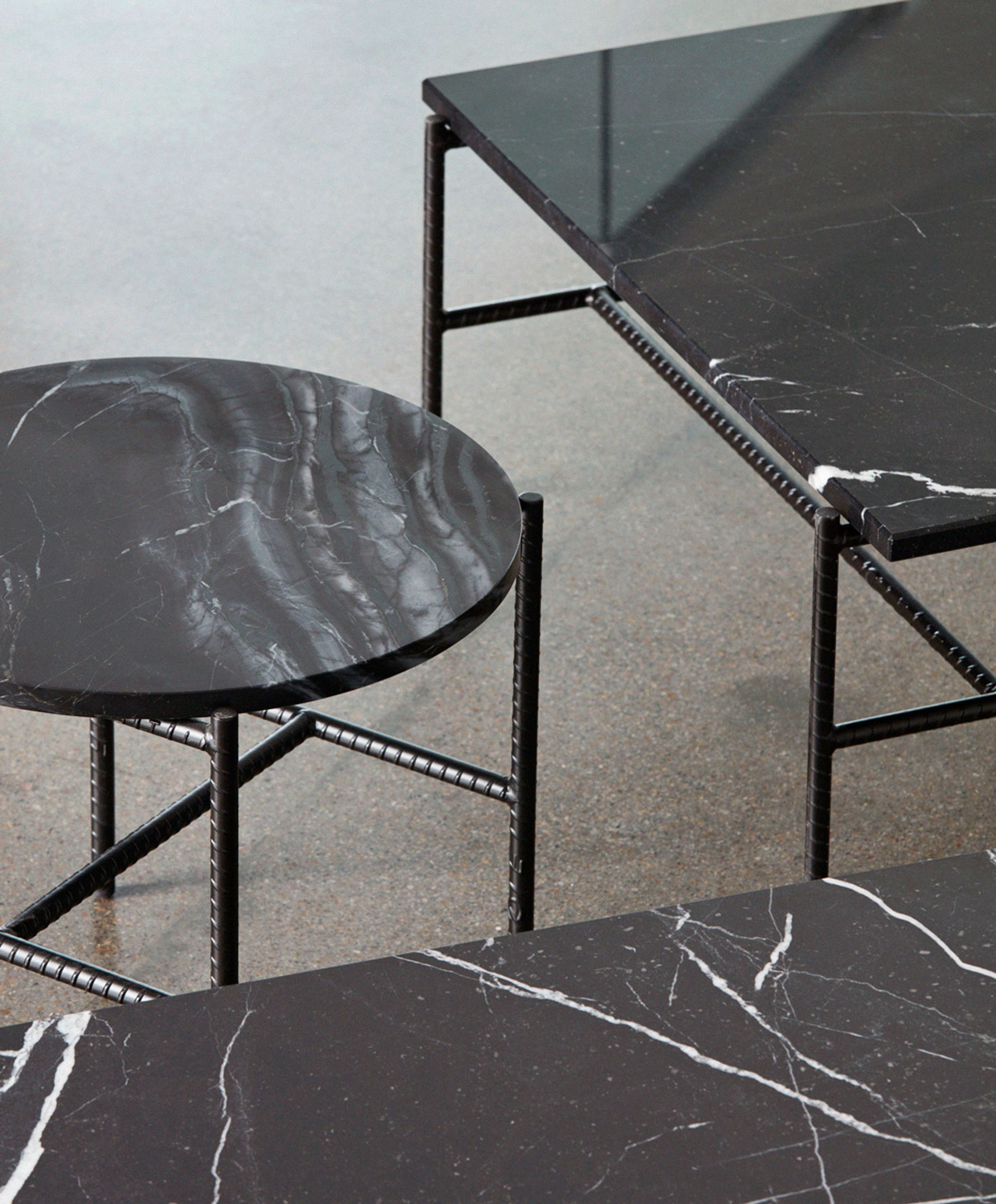 - - Rebar Side Table - Small - Soft Black / Marble