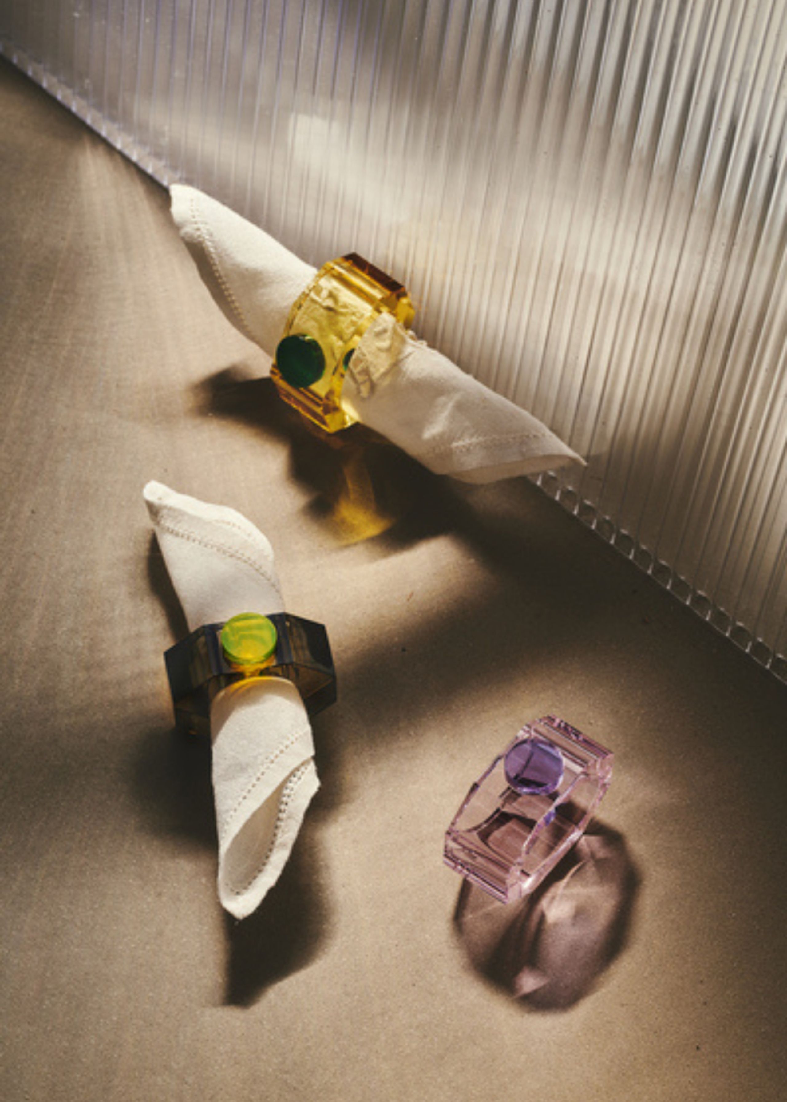 Reflections Copenhagen - - Shelby napkin rings, set of 2 - Yellow/Green & Grey/Neon Yellow