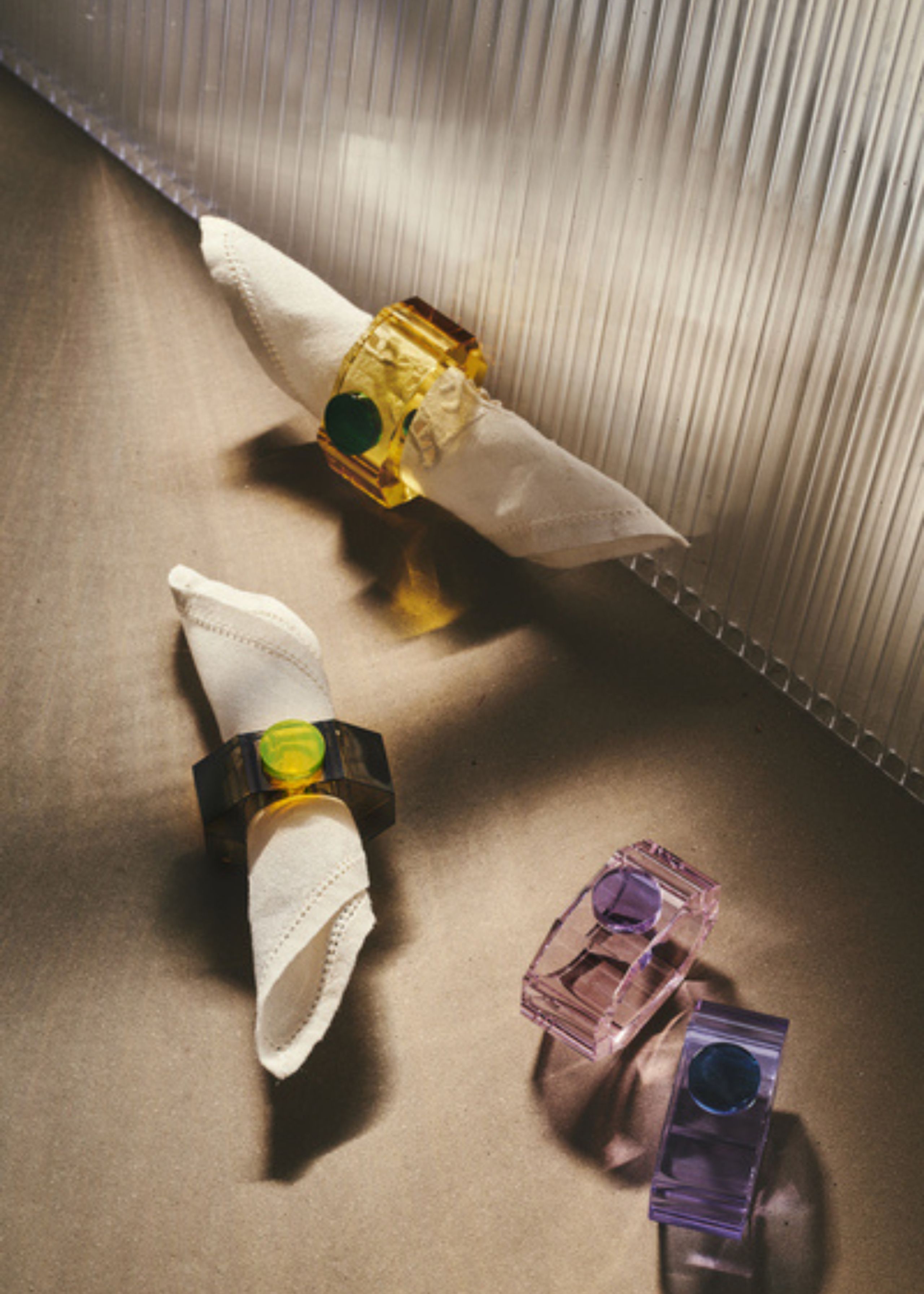 Reflections Copenhagen - - Shelby napkin rings, set of 2 - Yellow/Green & Grey/Neon Yellow