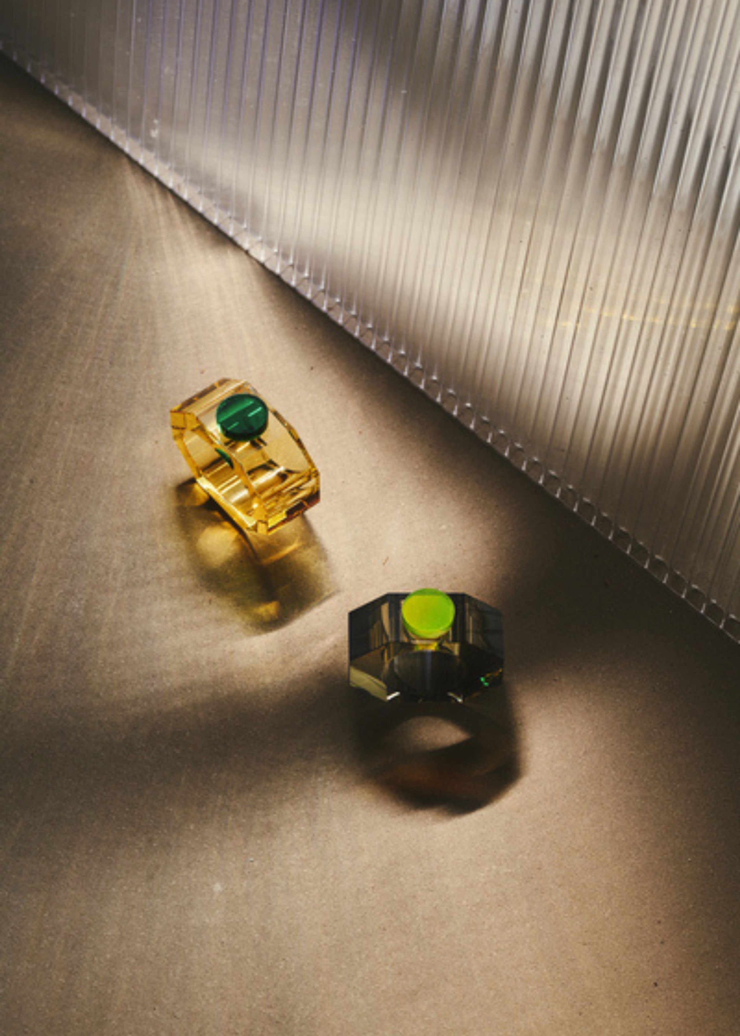 Reflections Copenhagen - - Shelby napkin rings, set of 2 - Yellow/Green & Grey/Neon Yellow