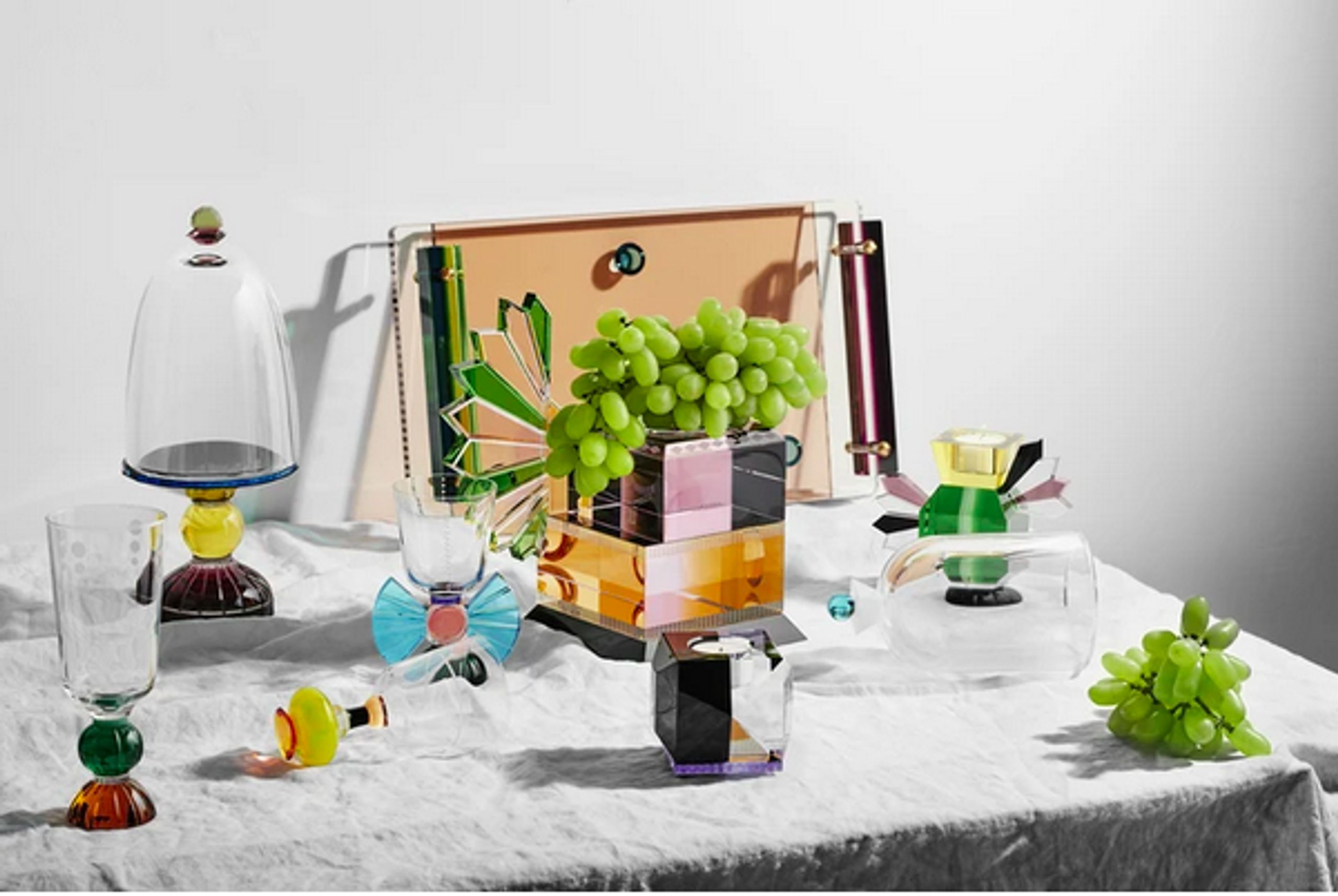 Reflections Copenhagen - Sculpture - Meridian Glass Bell - Clear/Black/Azure/Yellow/Aubergine