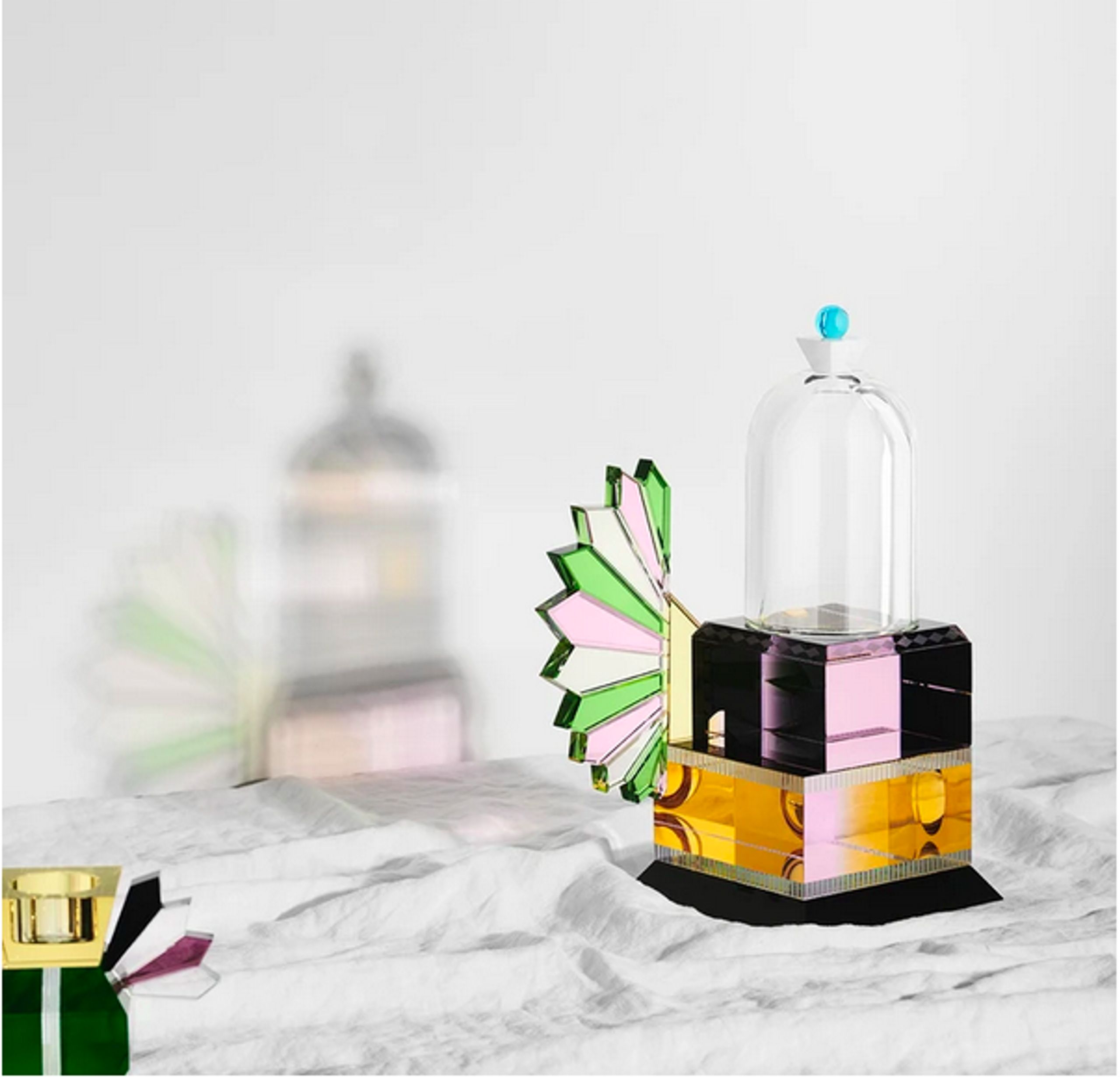 Reflections Copenhagen - Sculpture - Meridian Glass Bell - Clear/Black/Azure/Yellow/Aubergine