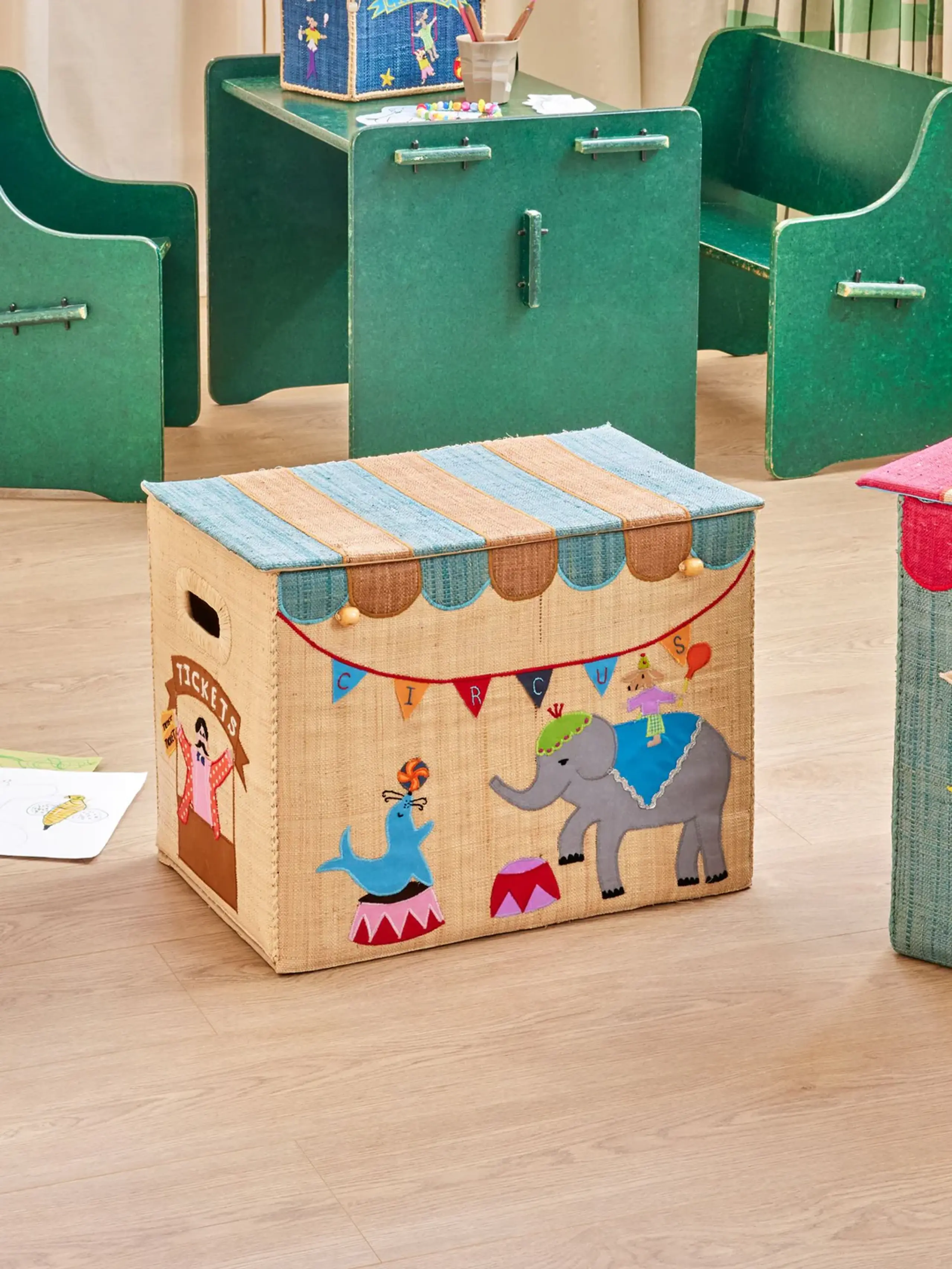 Rice - Boîte de rangement pour enfants - Raffia Storage Box - Large - Circus Theme