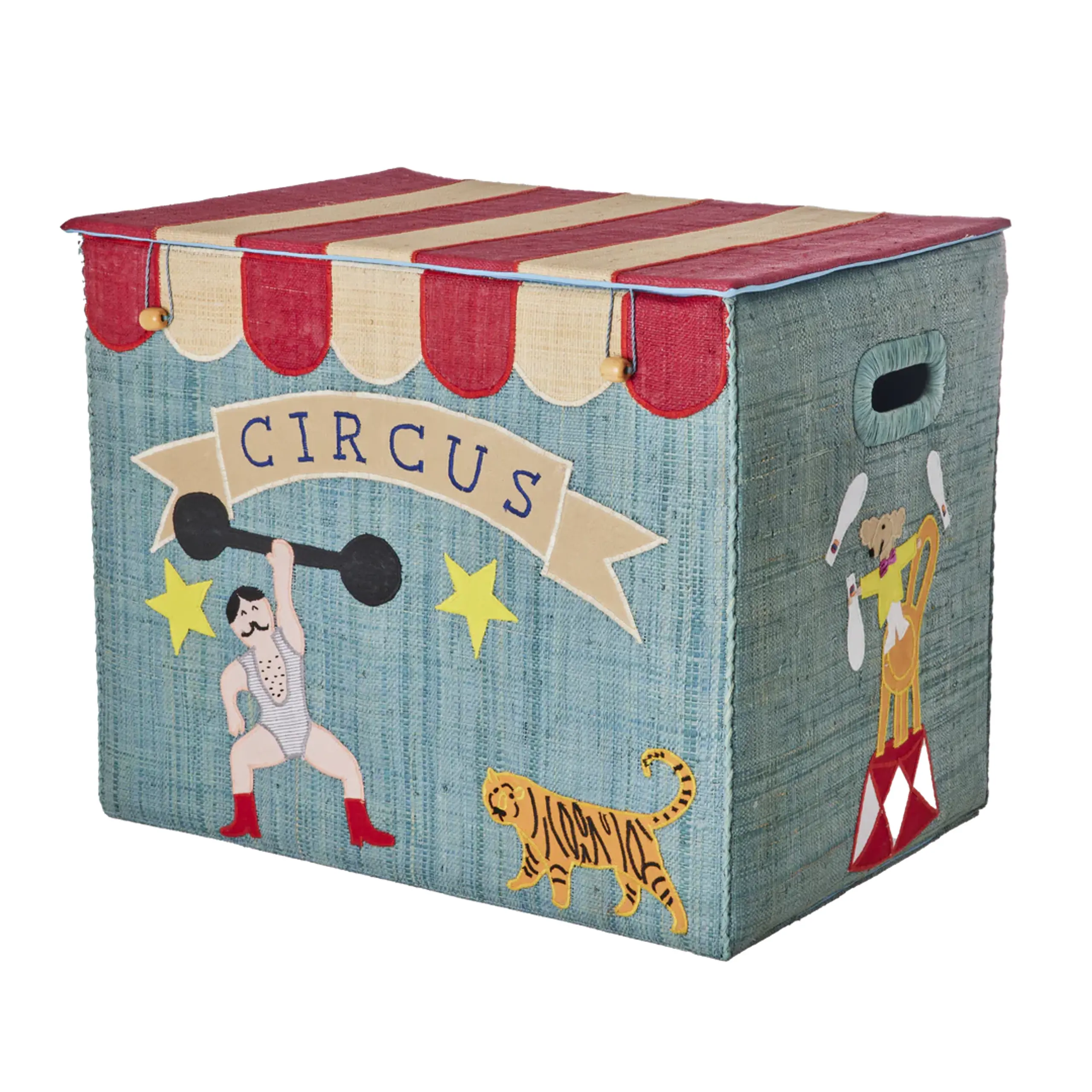 Rice - Child storage box - Raffia Storage Box - XL - Blue Circus Theme
