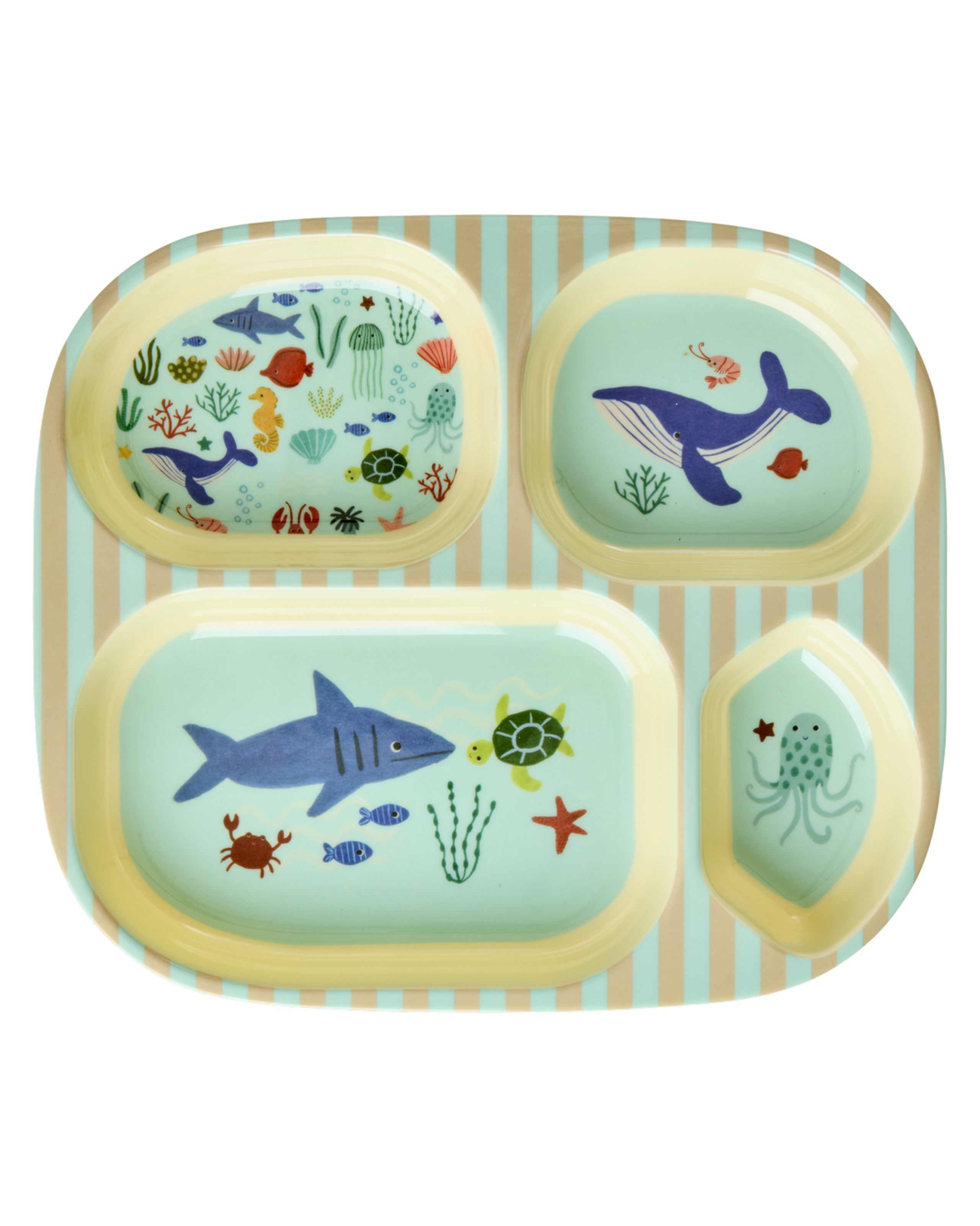 Rice - Piatto per bambini - Melamine Kids 4 Room Plate - Blue Ocean