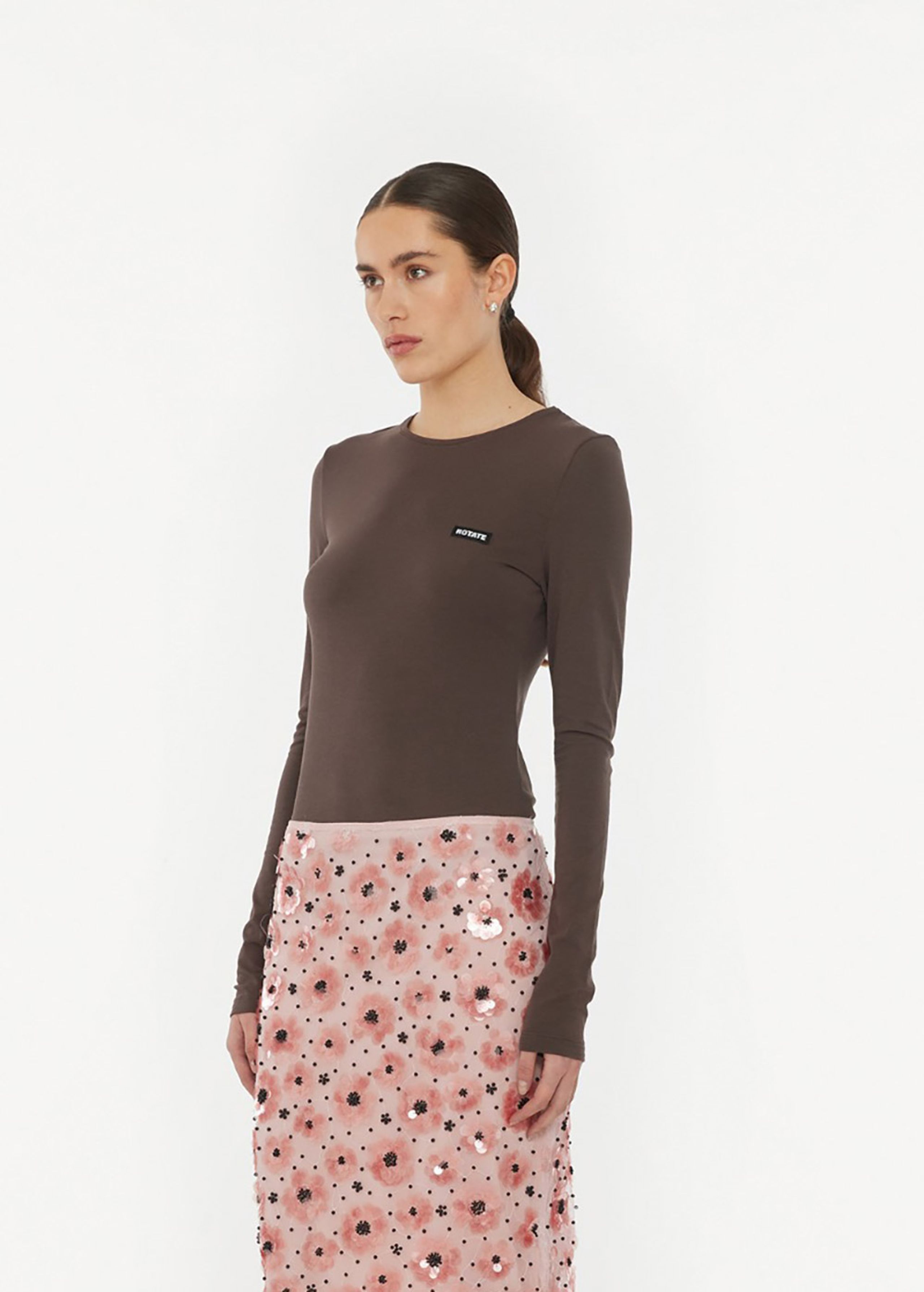 ROTATE by Birger Christensen - Halenka - Long Sleeve T-Shirt - Chocolate Brown