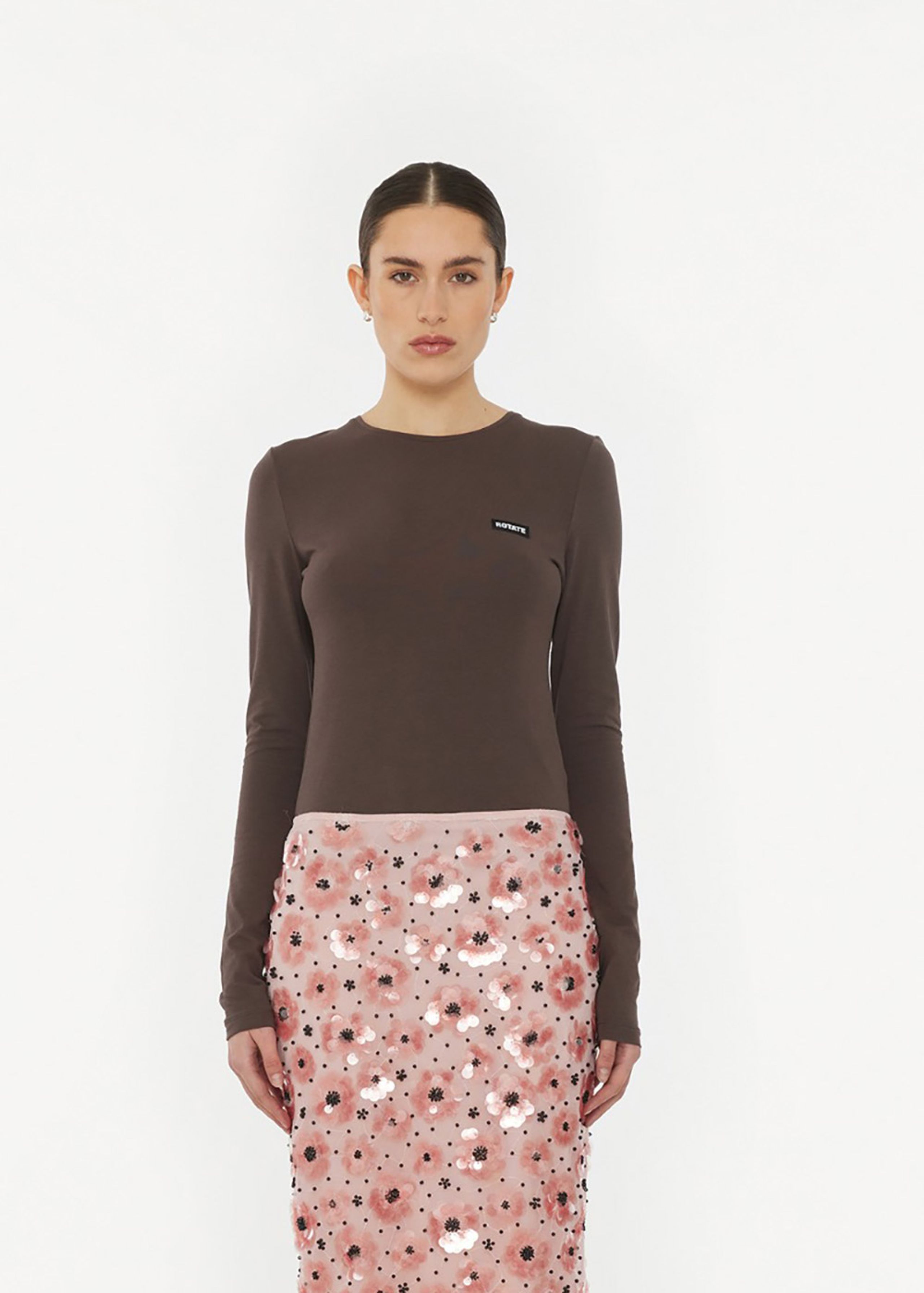 ROTATE by Birger Christensen - Halenka - Long Sleeve T-Shirt - Chocolate Brown