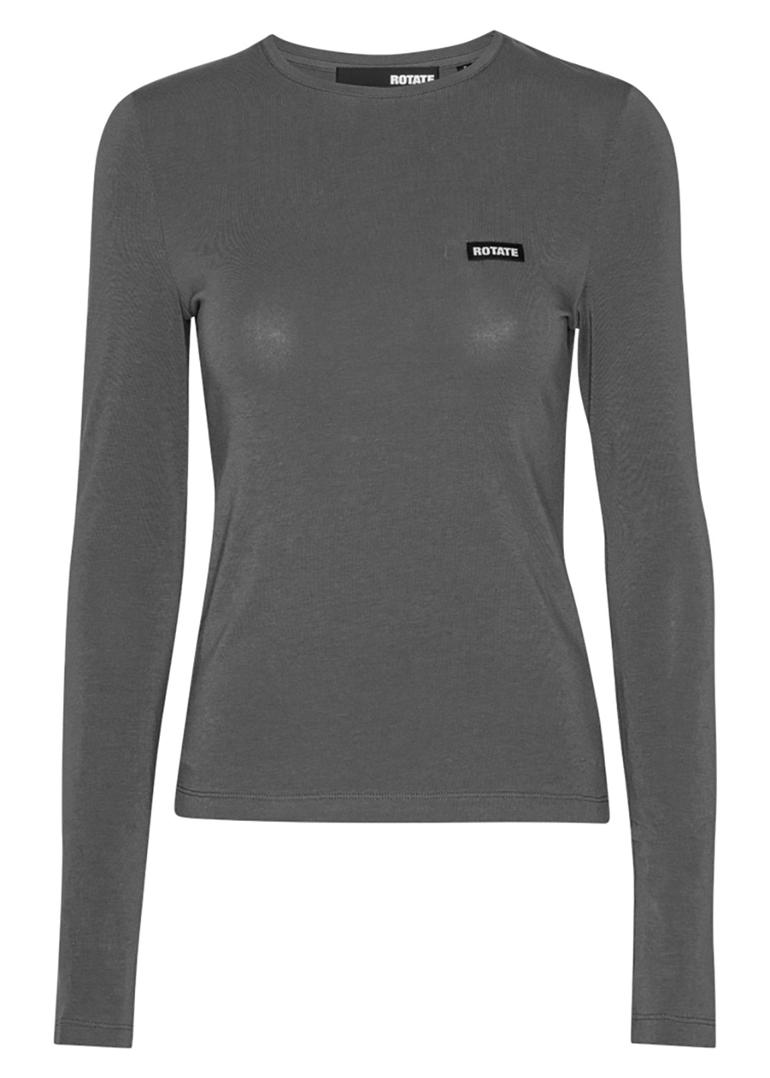 ROTATE by Birger Christensen - Bluse - Long Sleeve T-Shirt - Gray Pinstripe