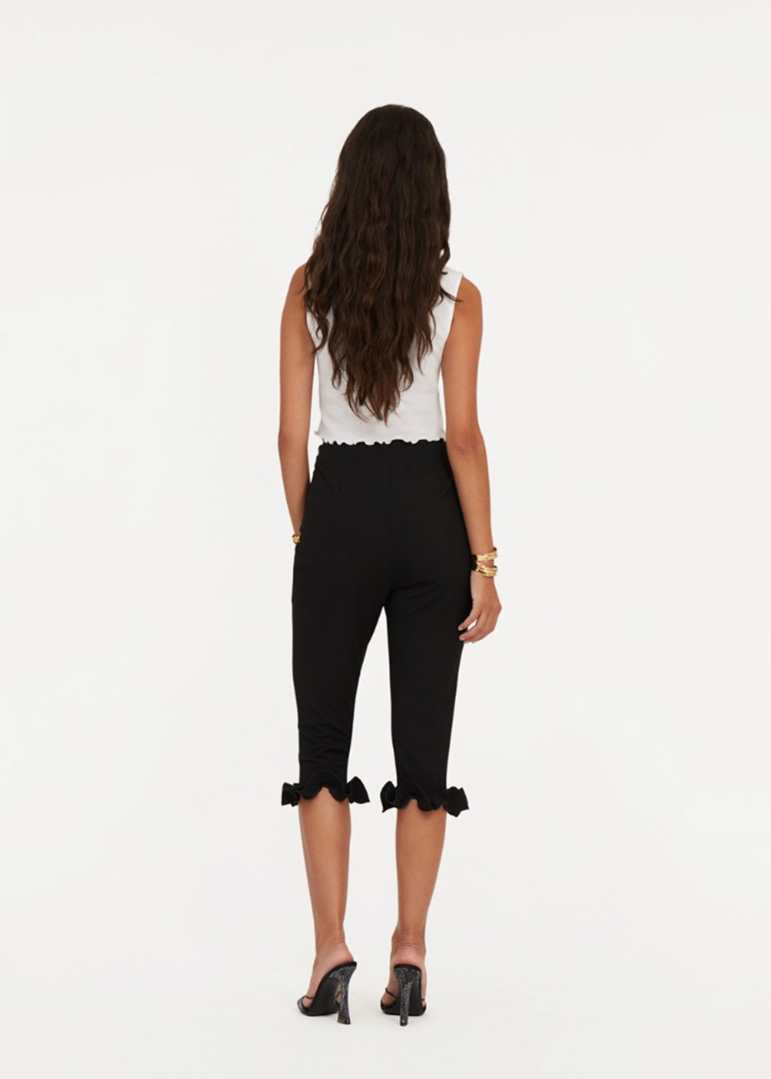 ROTATE by Birger Christensen - Bukser - Danny Capri Ruffle Pants - Black