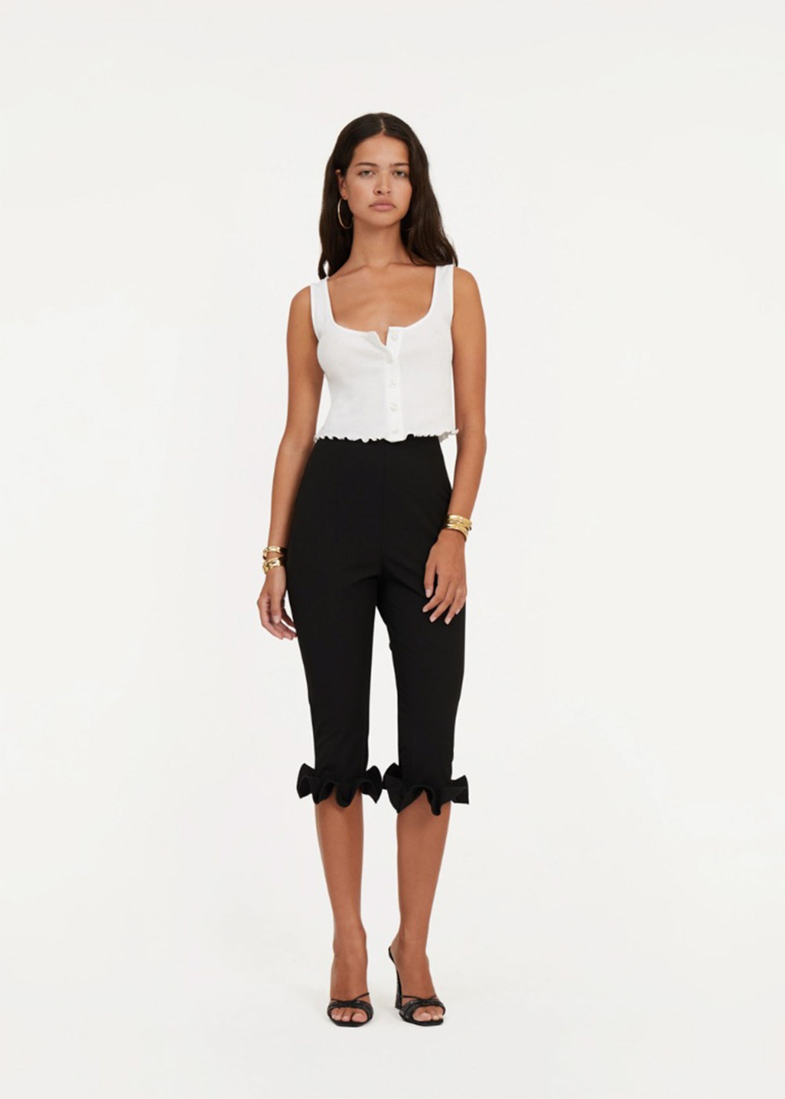 ROTATE by Birger Christensen - Bukser - Danny Capri Ruffle Pants - Black