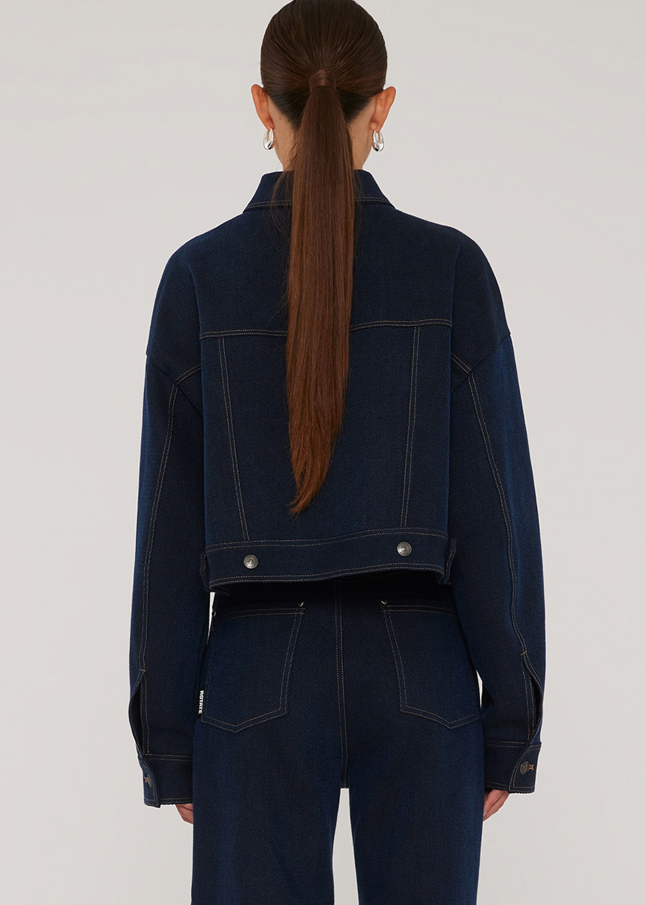 ROTATE by Birger Christensen - Jakke - Senna Denim - Stretch Cropped Jacket - Medium Blue Denim