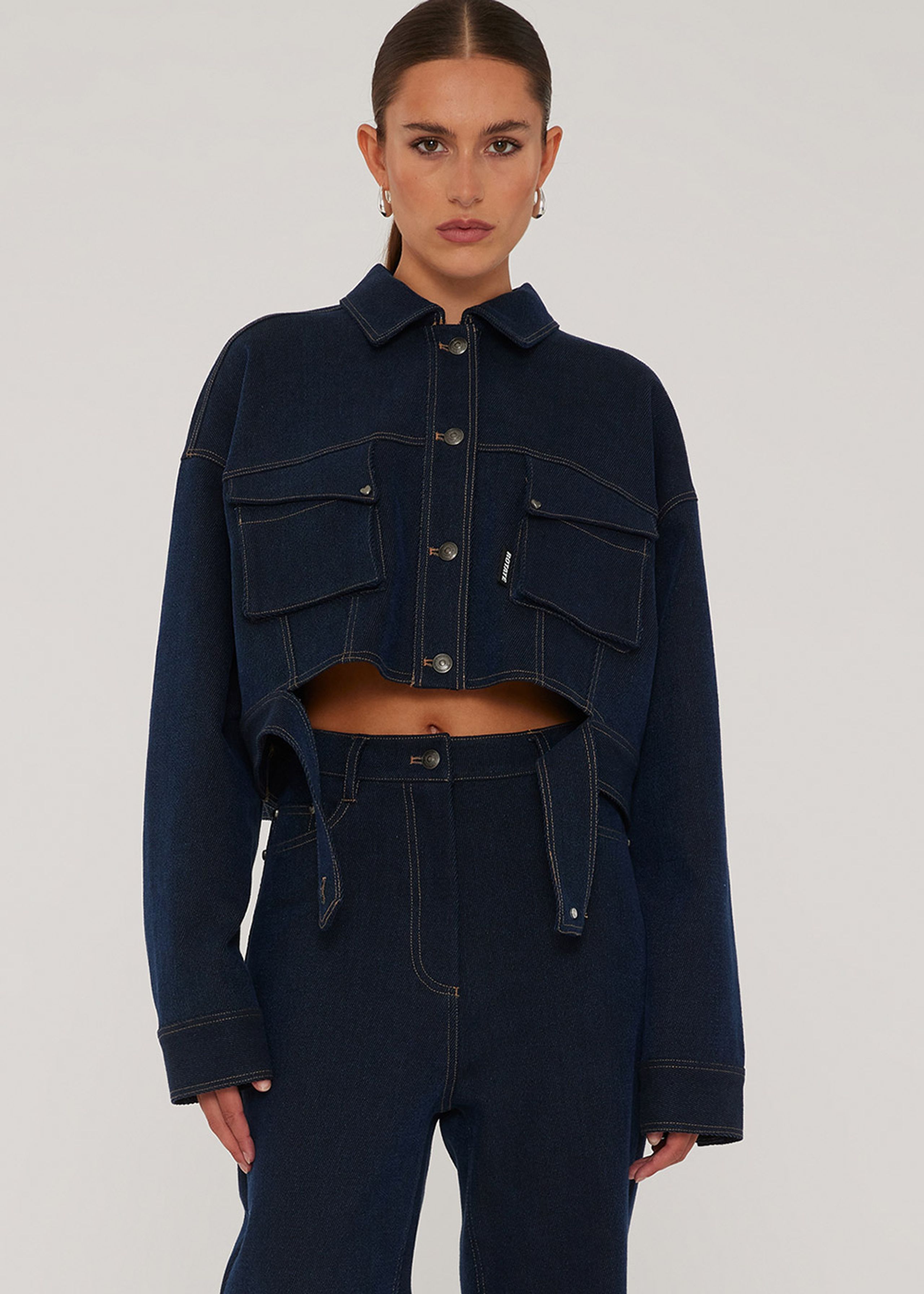 ROTATE by Birger Christensen - Jakke - Senna Denim - Stretch Cropped Jacket - Medium Blue Denim