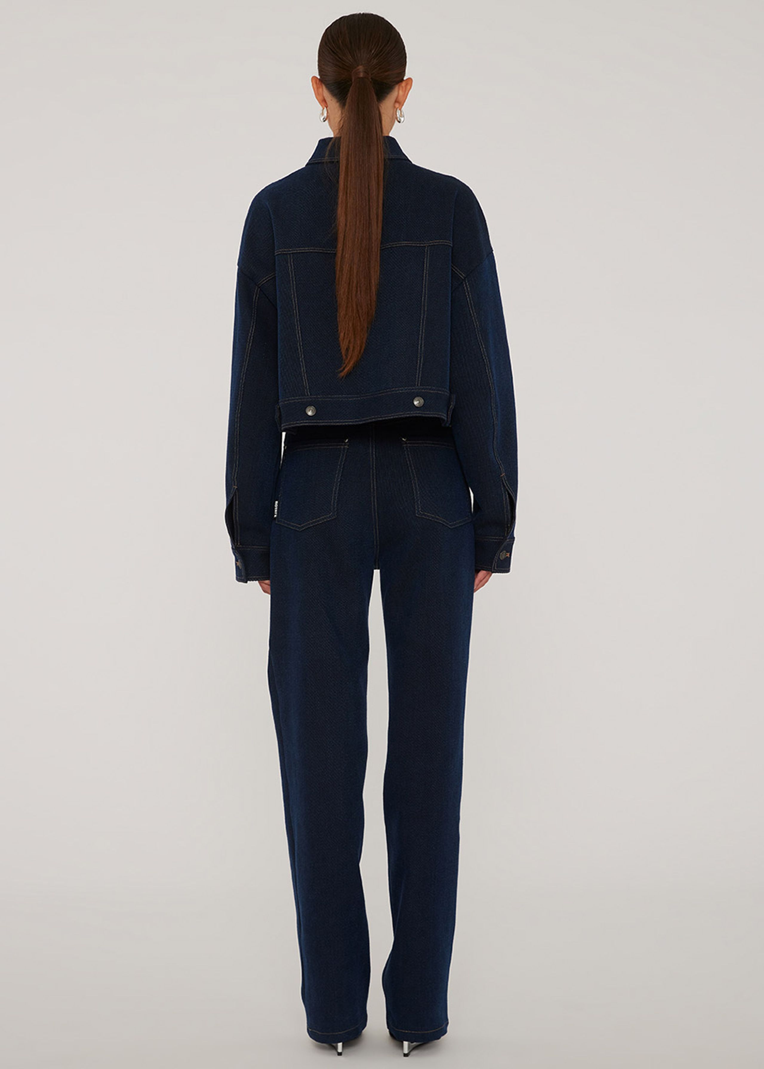ROTATE by Birger Christensen - Jakke - Senna Denim - Stretch Cropped Jacket - Medium Blue Denim