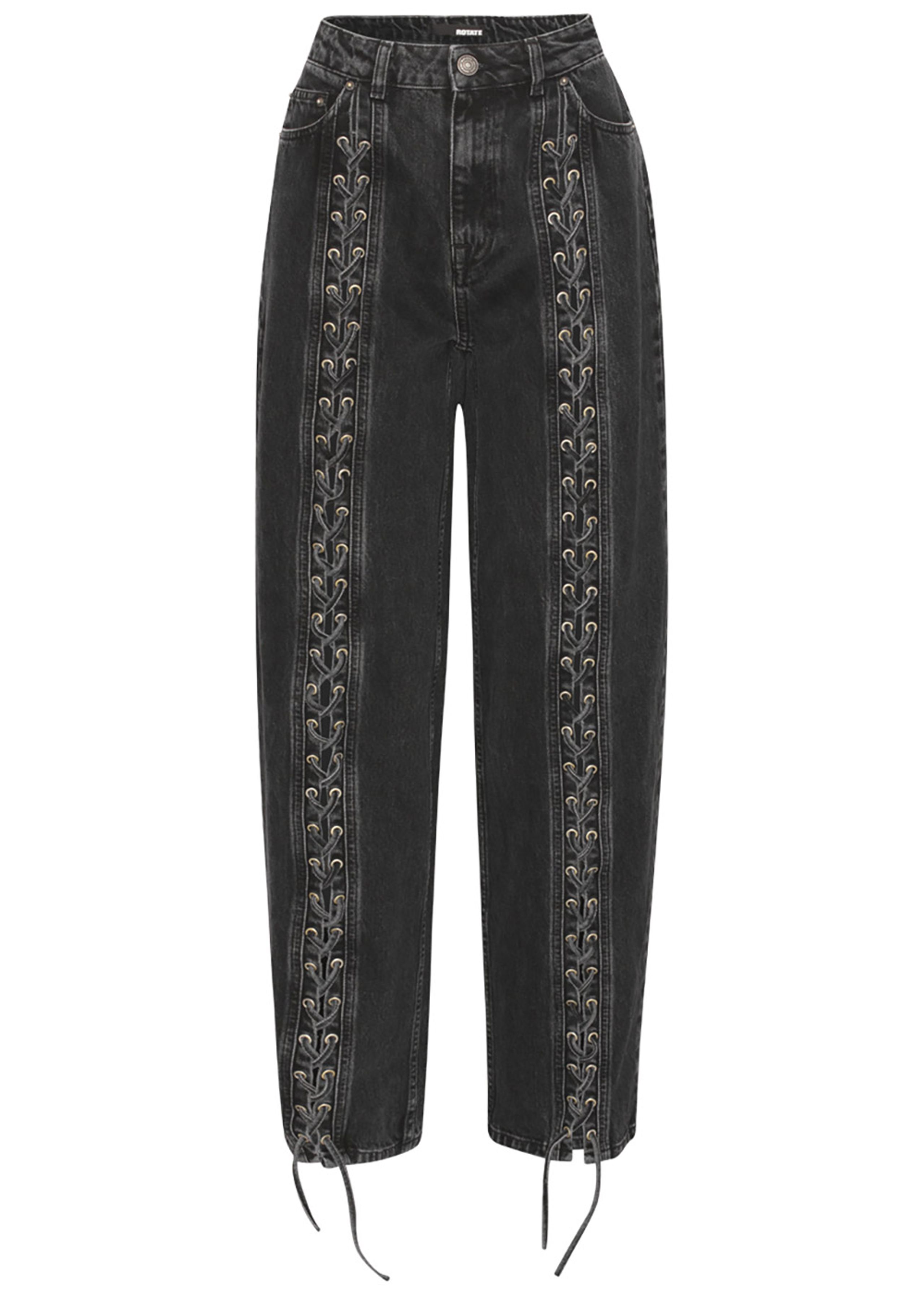 ROTATE by Birger Christensen - Jeans - Laced Wide Leg Jeans - Black - Washed