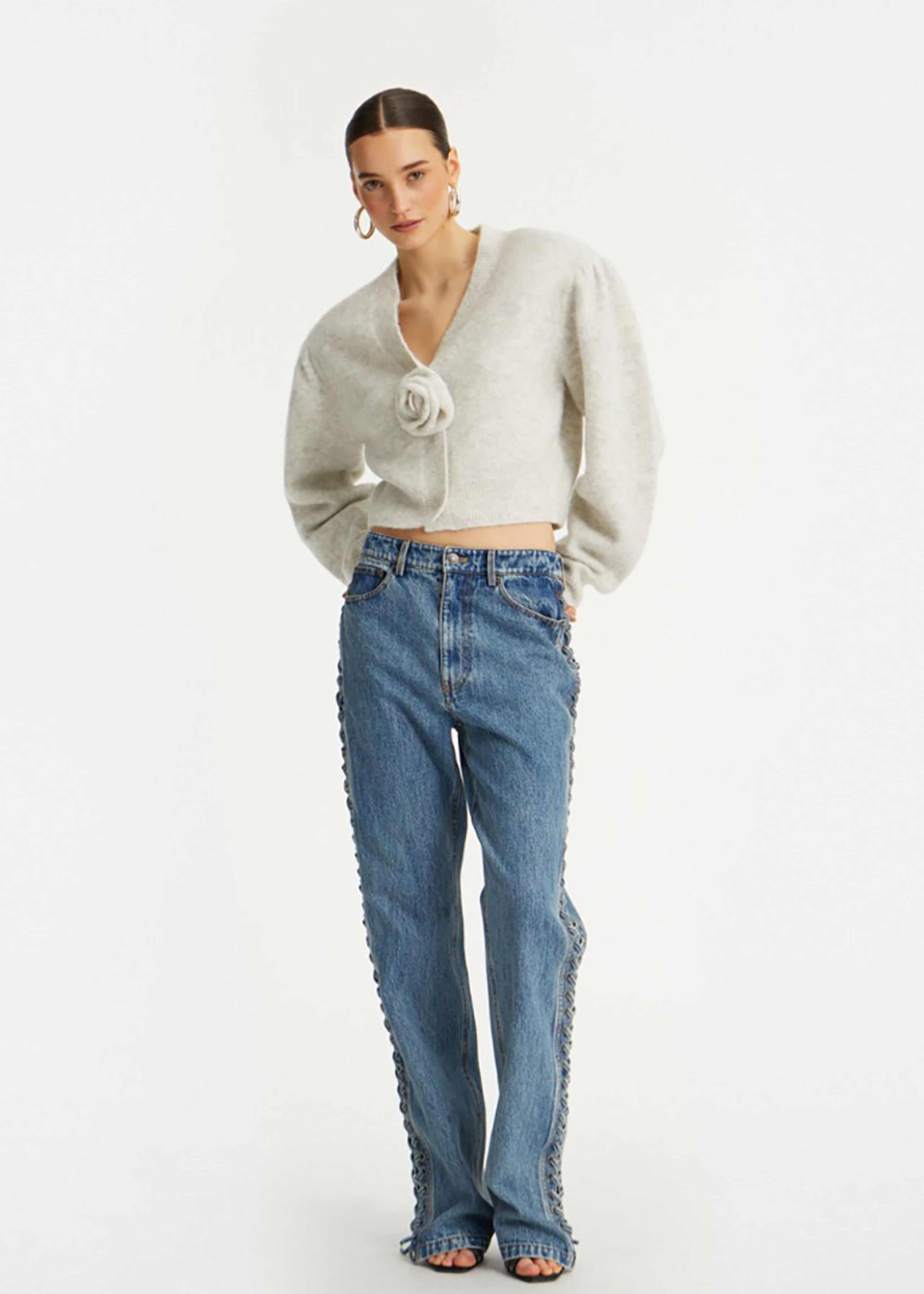 ROTATE by Birger Christensen - Jeans - Rotta Laced Straight Leg Jeans - Vintage Blue Denim