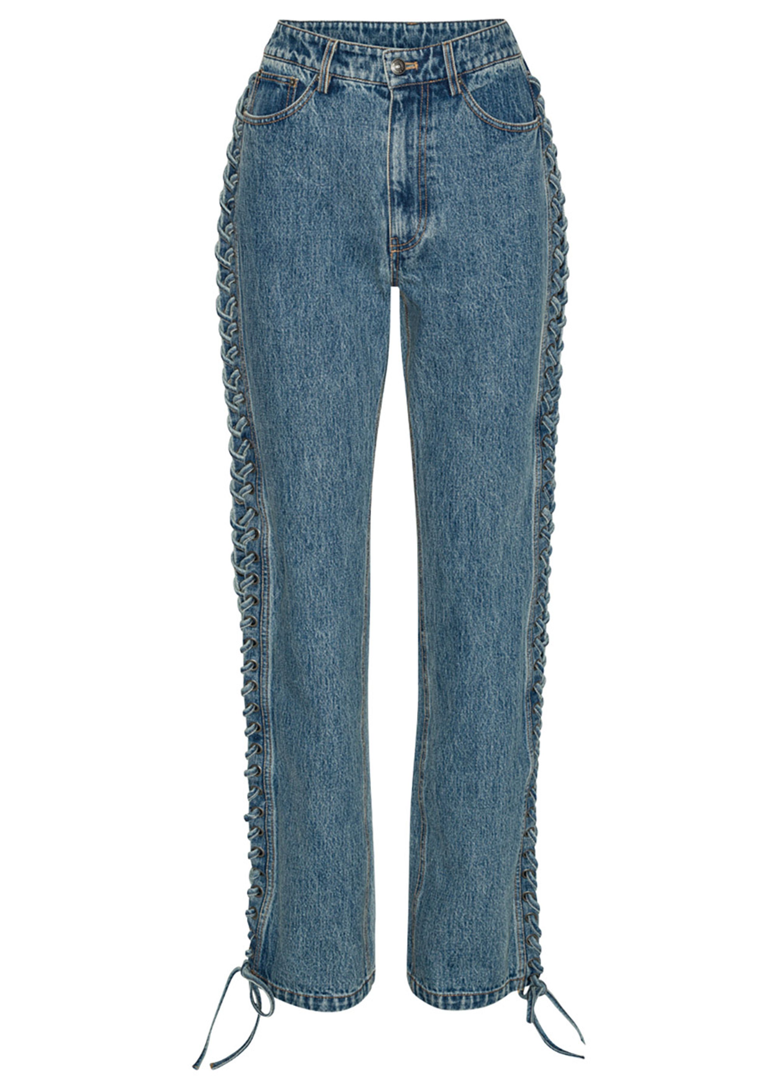 ROTATE by Birger Christensen - Jeans - Rotta Laced Straight Leg Jeans - Vintage Blue Denim