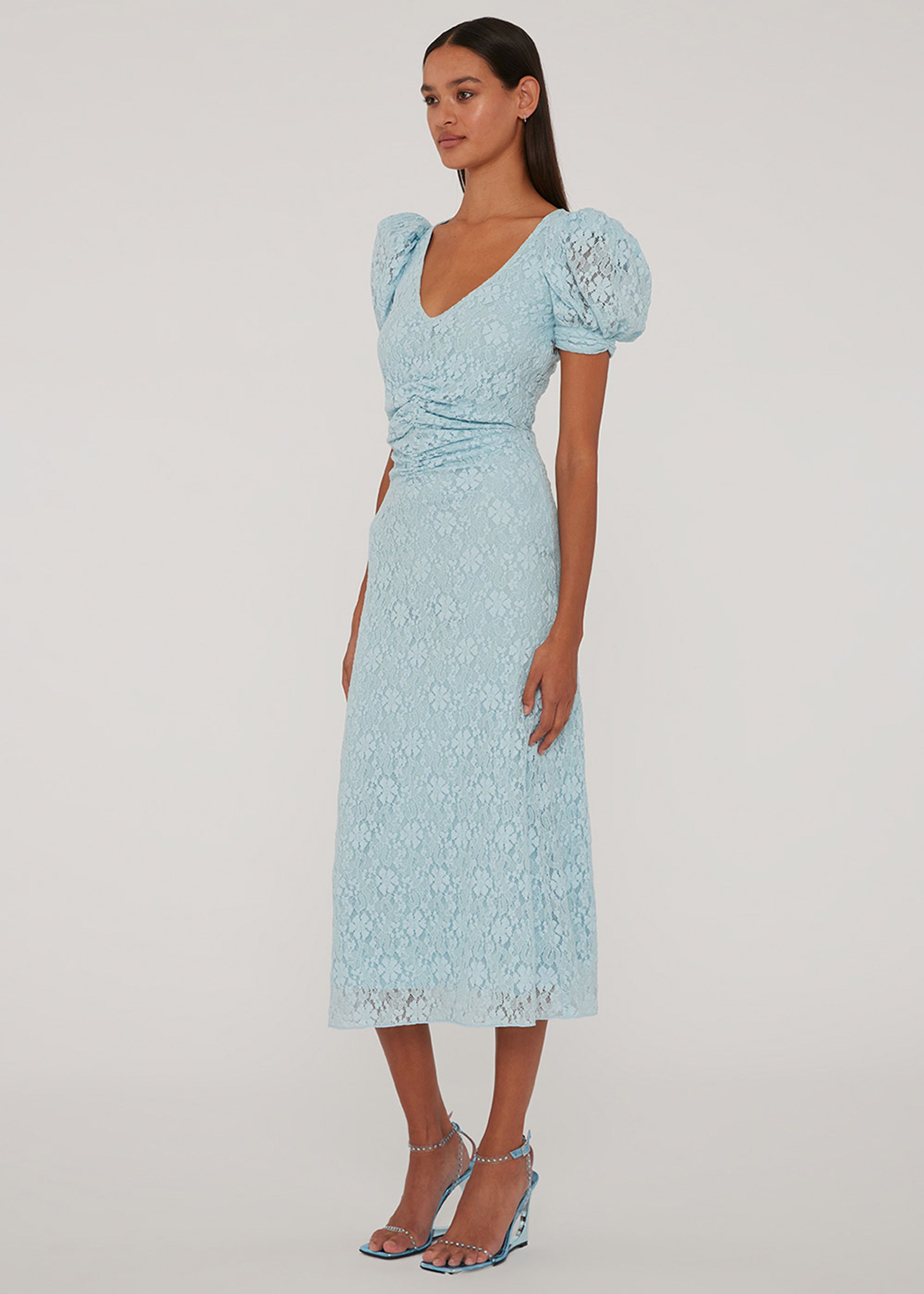 ROTATE by Birger Christensen - Kjole - Sigrid - Lace Puff Sleeve Dress - Omphalodes