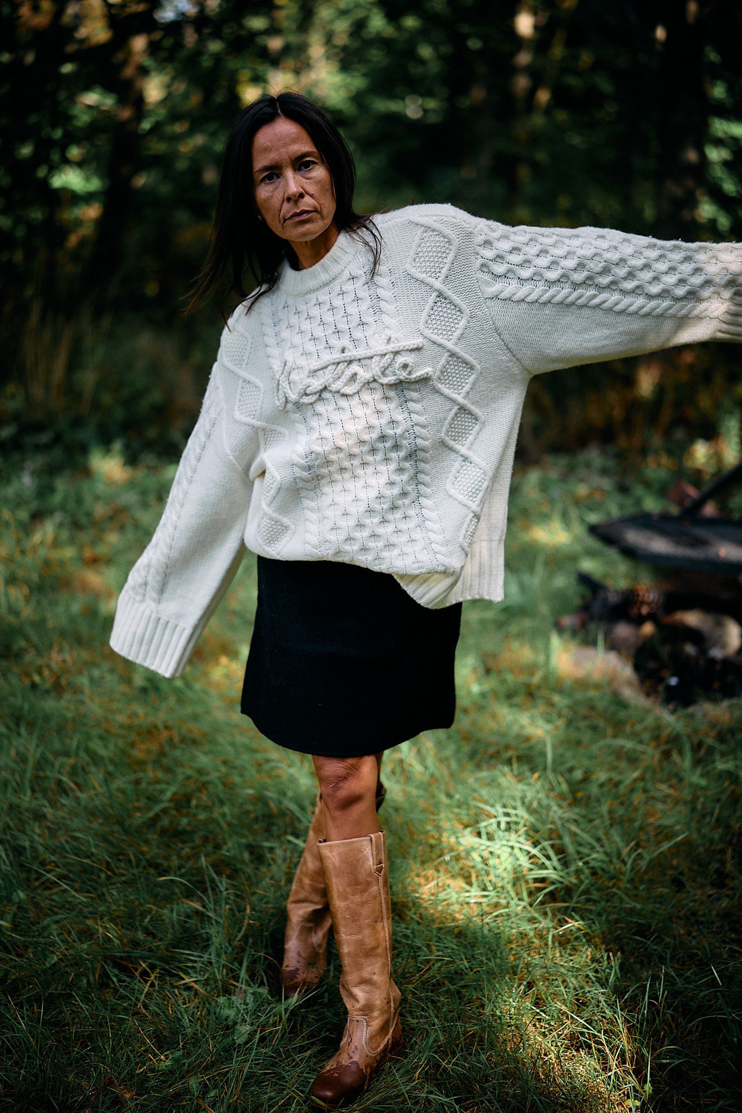 ROTATE by Birger Christensen - Strik - Cornella Knit Cable Crewneck - Egret