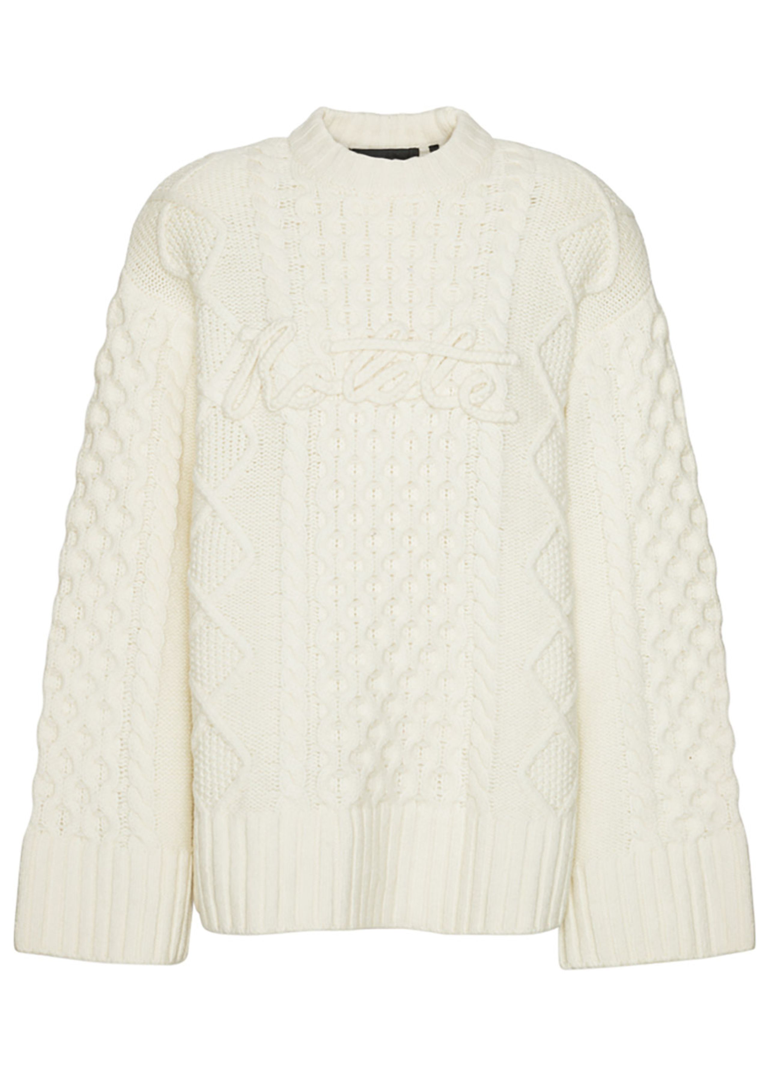 ROTATE by Birger Christensen - Strik - Cornella Knit Cable Crewneck - Egret
