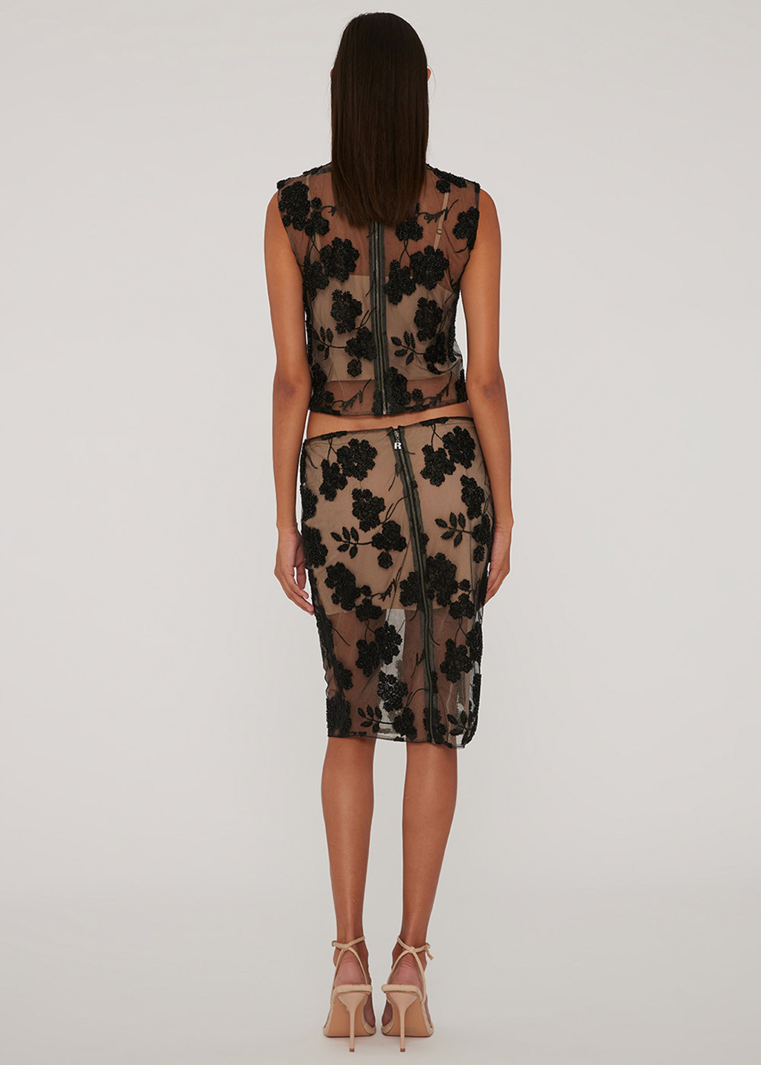 ROTATE by Birger Christensen - Top - Vola - - Beaded Flower Embroidery