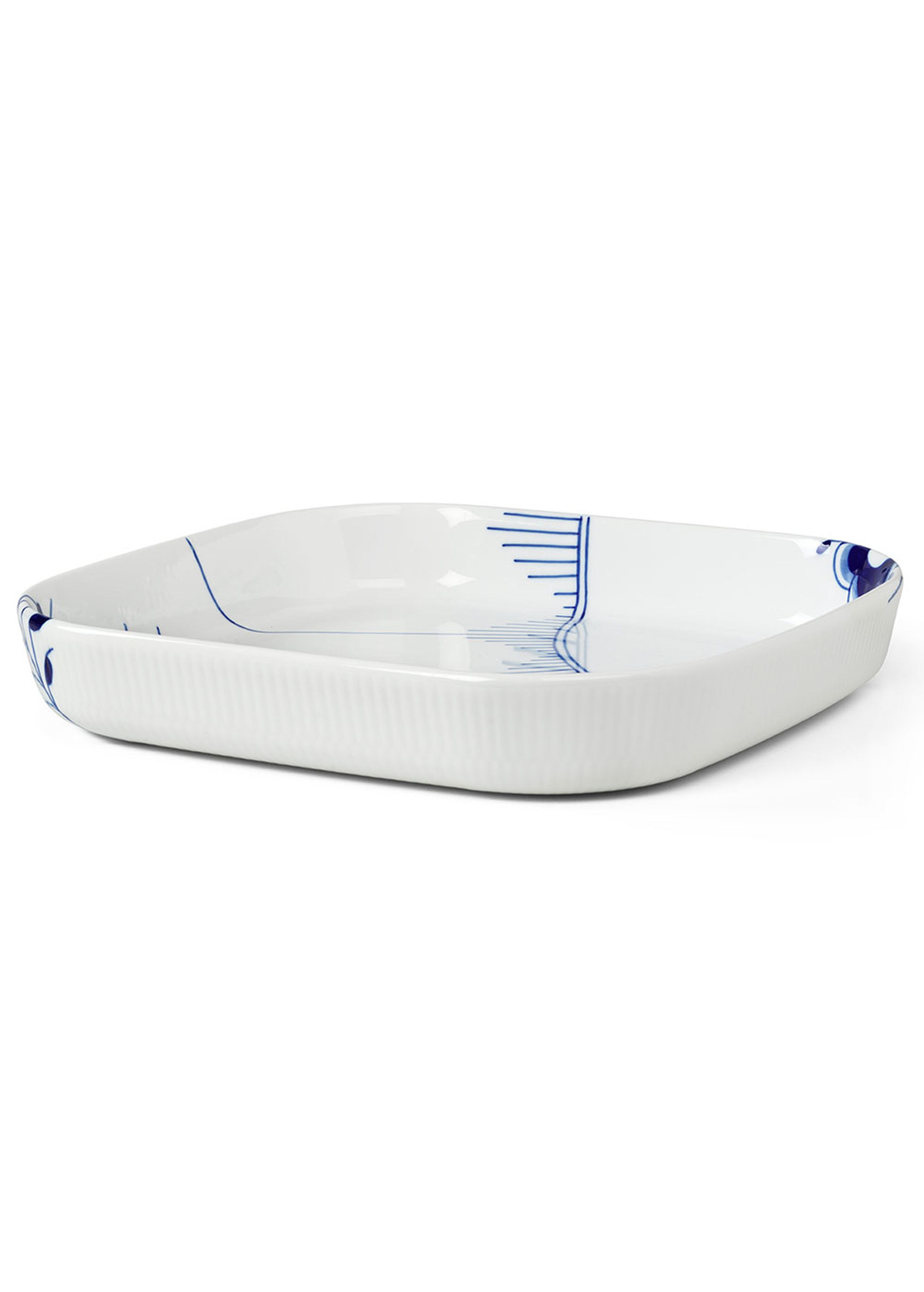 Royal Copenhagen - Baking dish - Blå Mega Riflet - Ovnfast Fad - Firkantet