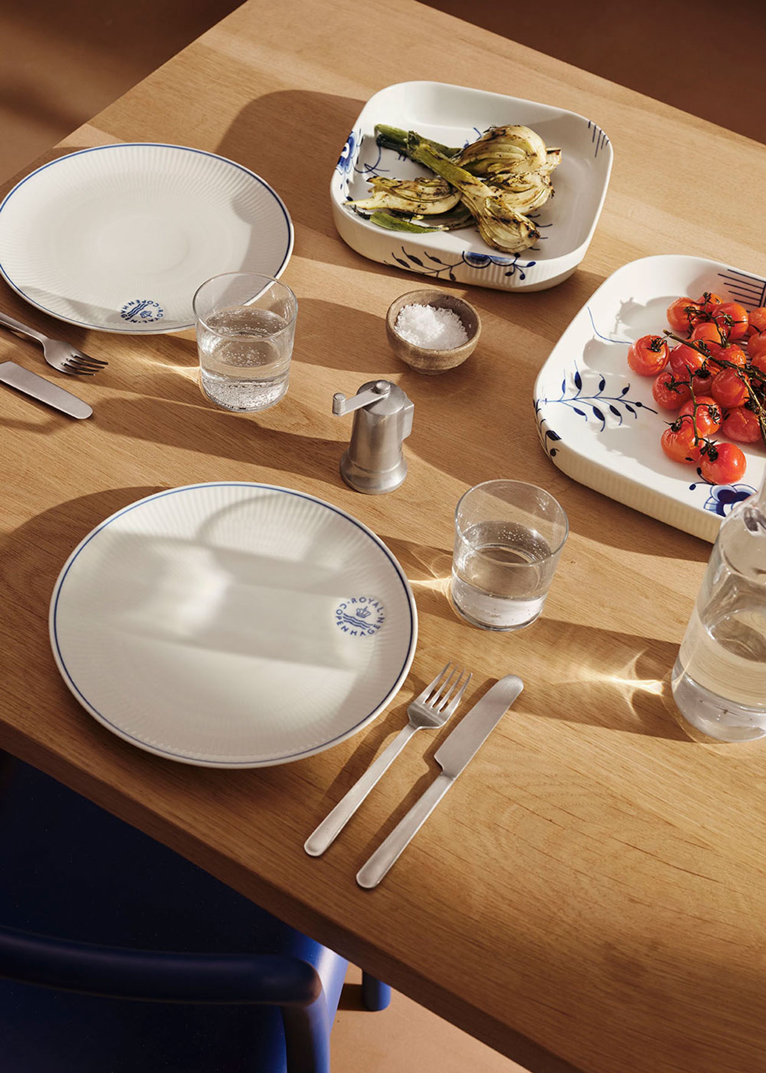 Royal Copenhagen - Baking dish - Blå Mega Riflet - Ovnfast Fad - Firkantet