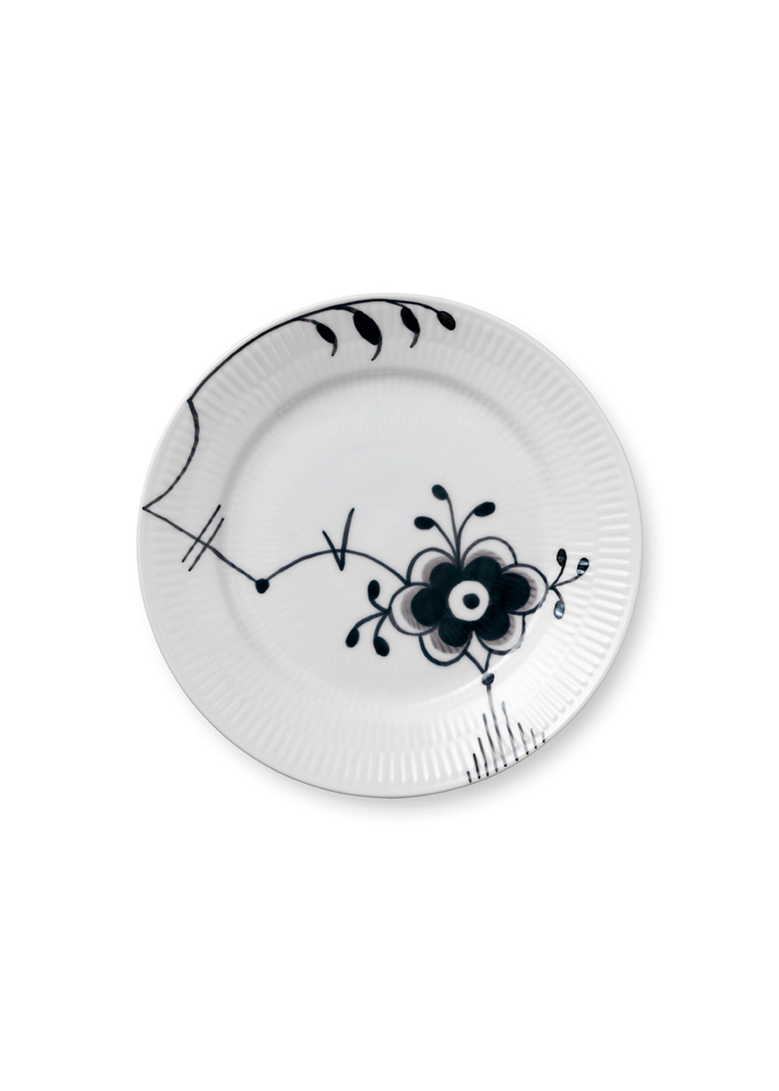 Royal Copenhagen - Plate - Black Fluted Mega - Plates - Tallerken - Dekoration nr. 6 - 19 cm