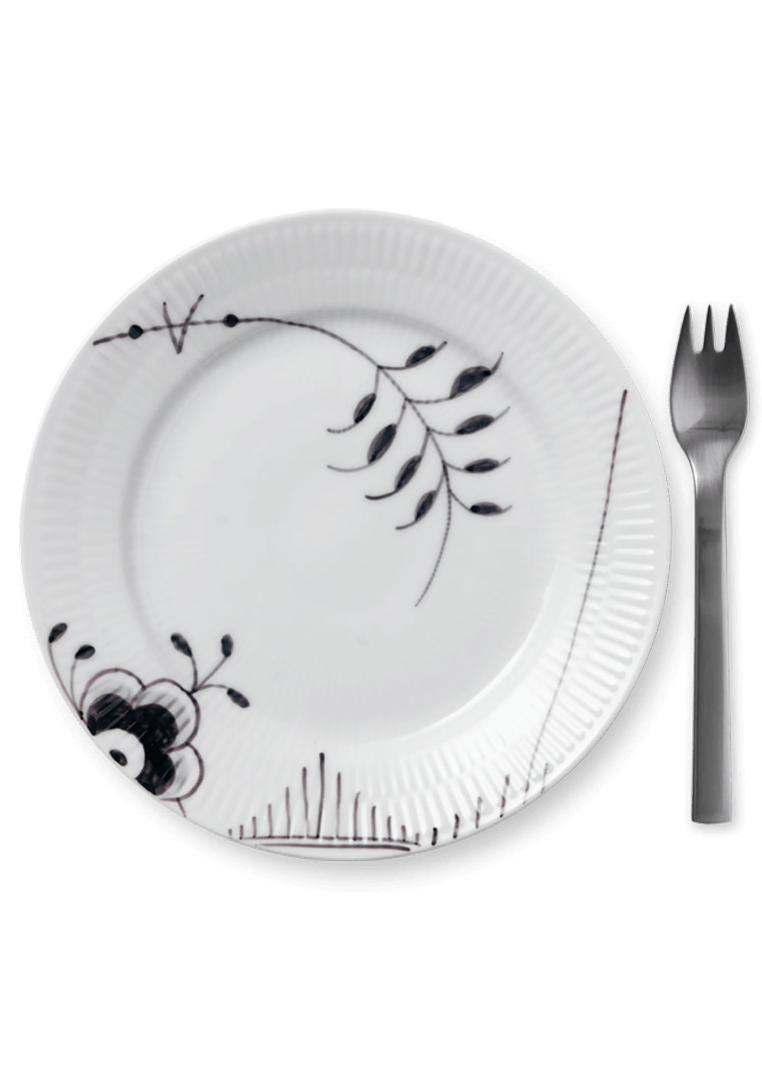 Royal Copenhagen - Tallerken - Sort Mega Riflet - Tallerkner - Tallerken - Dekoration nr. 2 - 19 cm