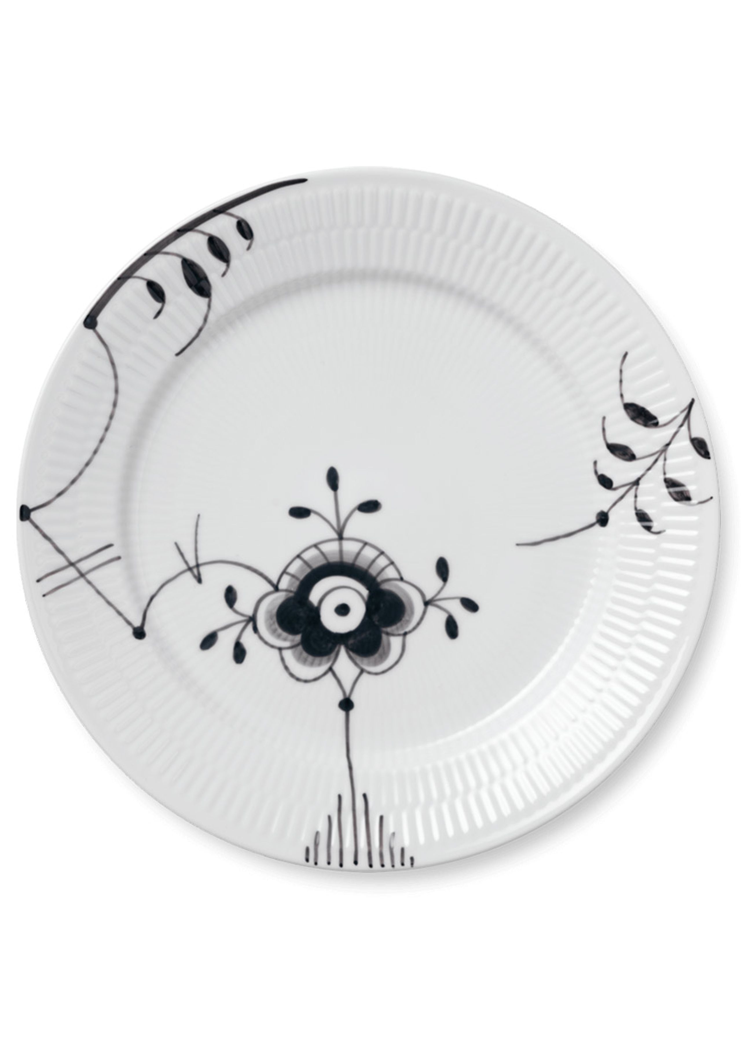 Royal Copenhagen - Tallrikar - Black Fluted Mega - Plattor - Plate - Decoration no. 6 - 27 cm