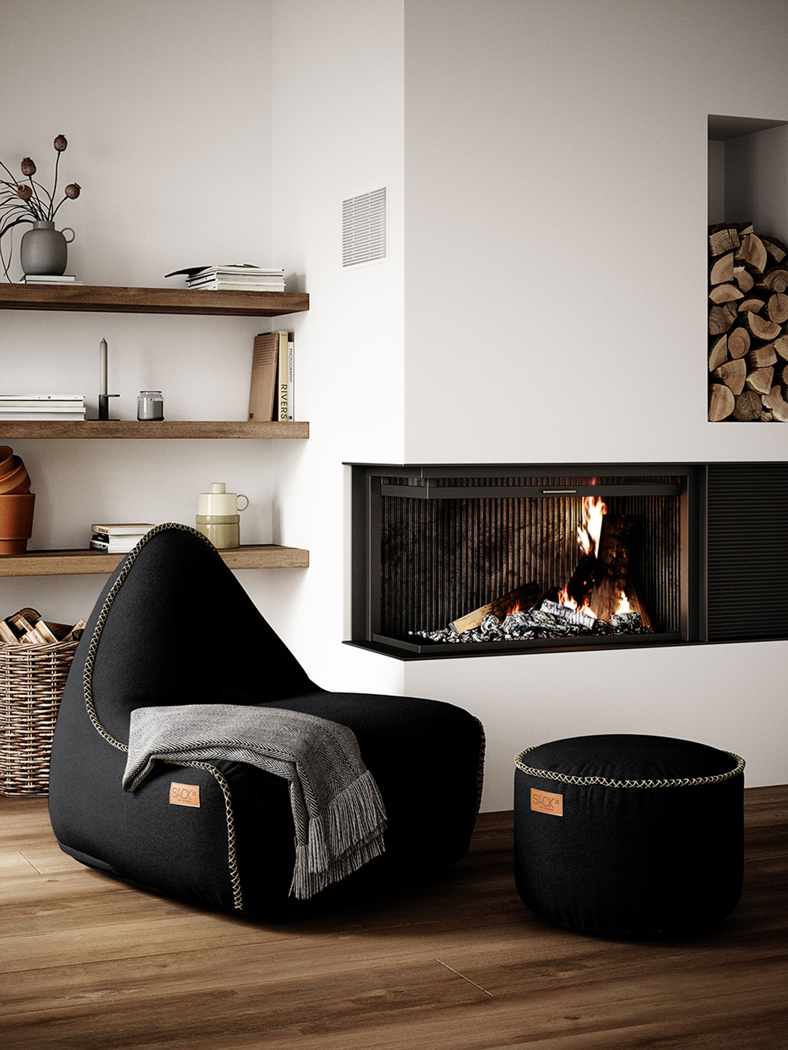 SACKit - Beanbag tuoli - Canvas Lounge Chair - Canvas Black