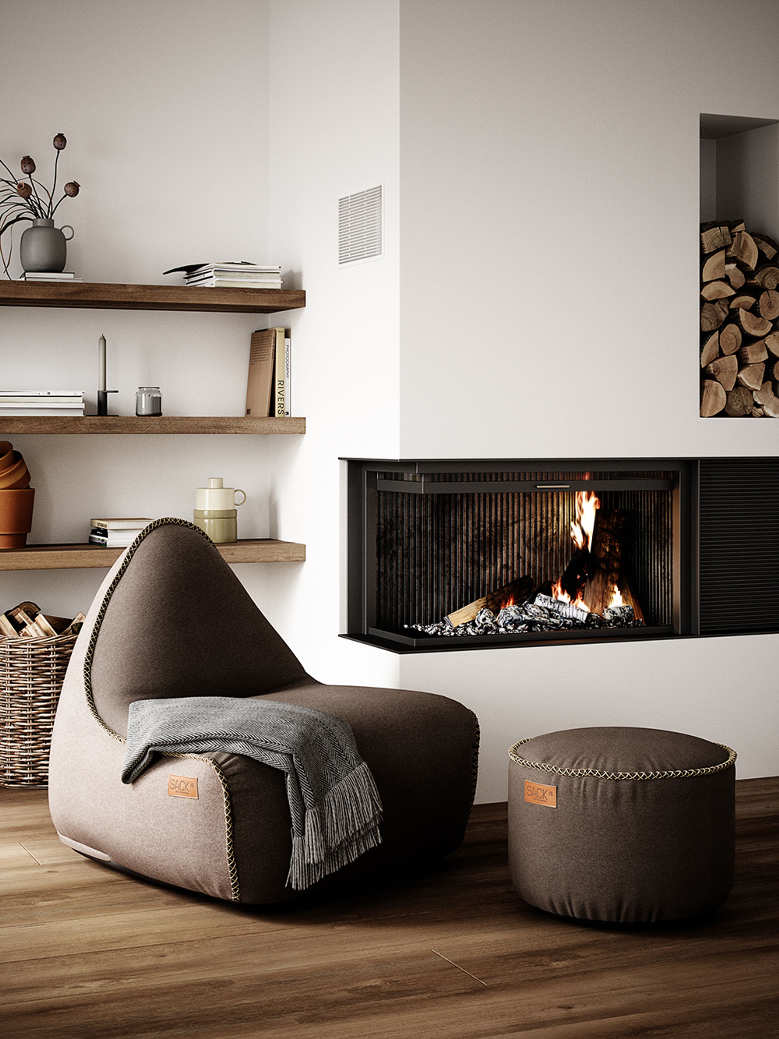 SACKit - Worek fasolowy - Canvas Lounge Chair - Canvas Brown/Sand