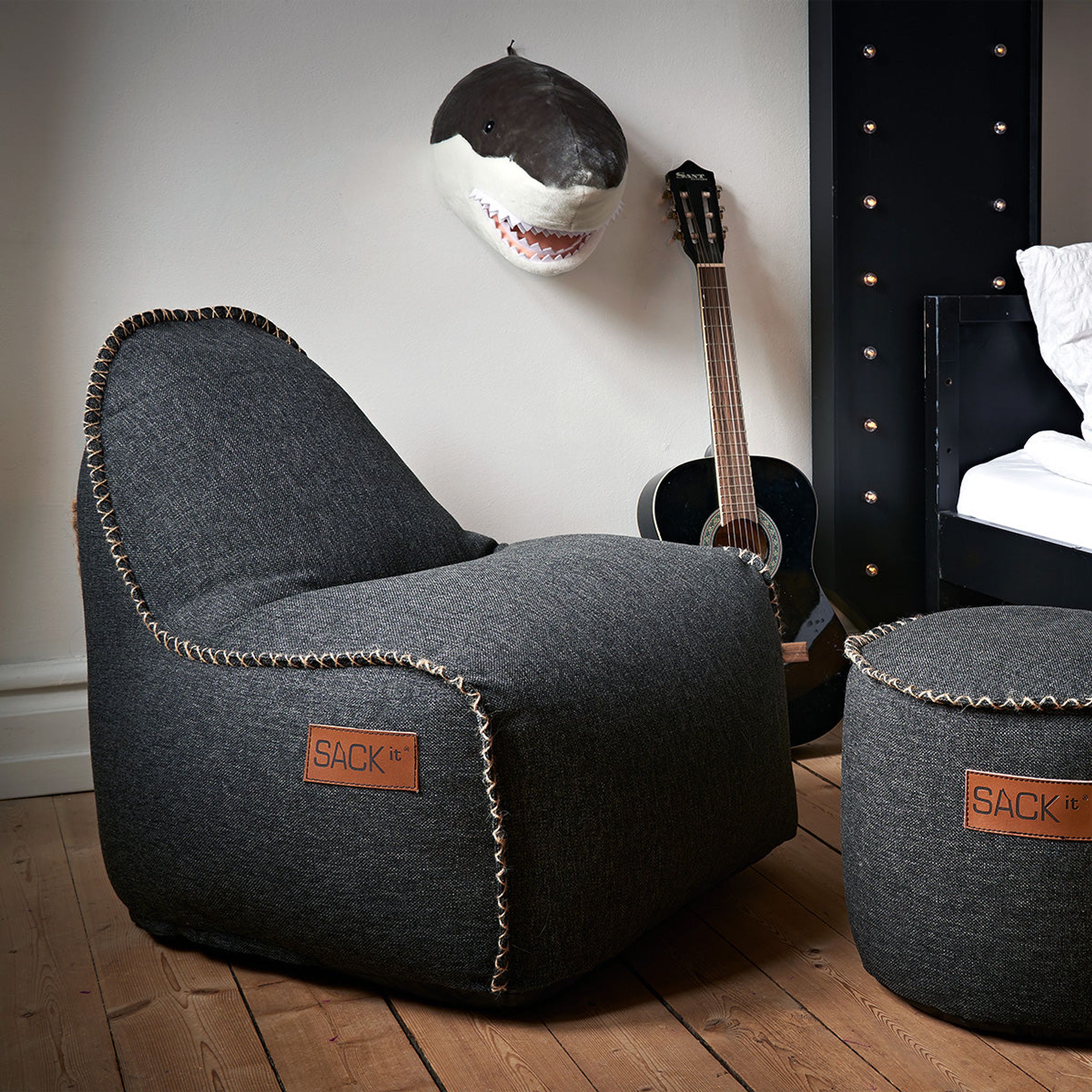 SACKit - Dziecięcy fotel typu beanbag - Cobana Junior Lounge Chair & Pouf - Cobana Black