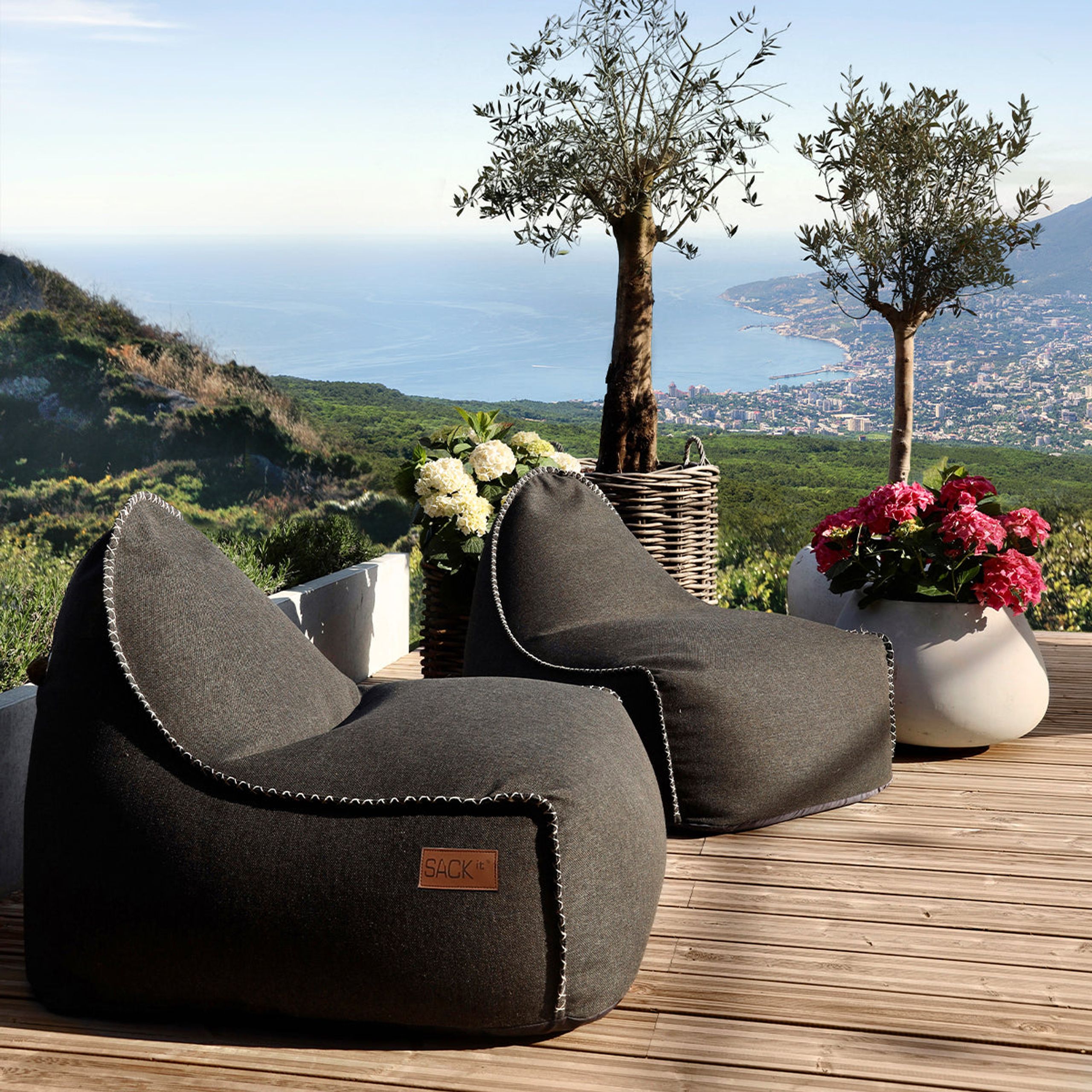SACKit - Paper Flowers - Cobana Lounge Chair & Pouf - Cobana Black