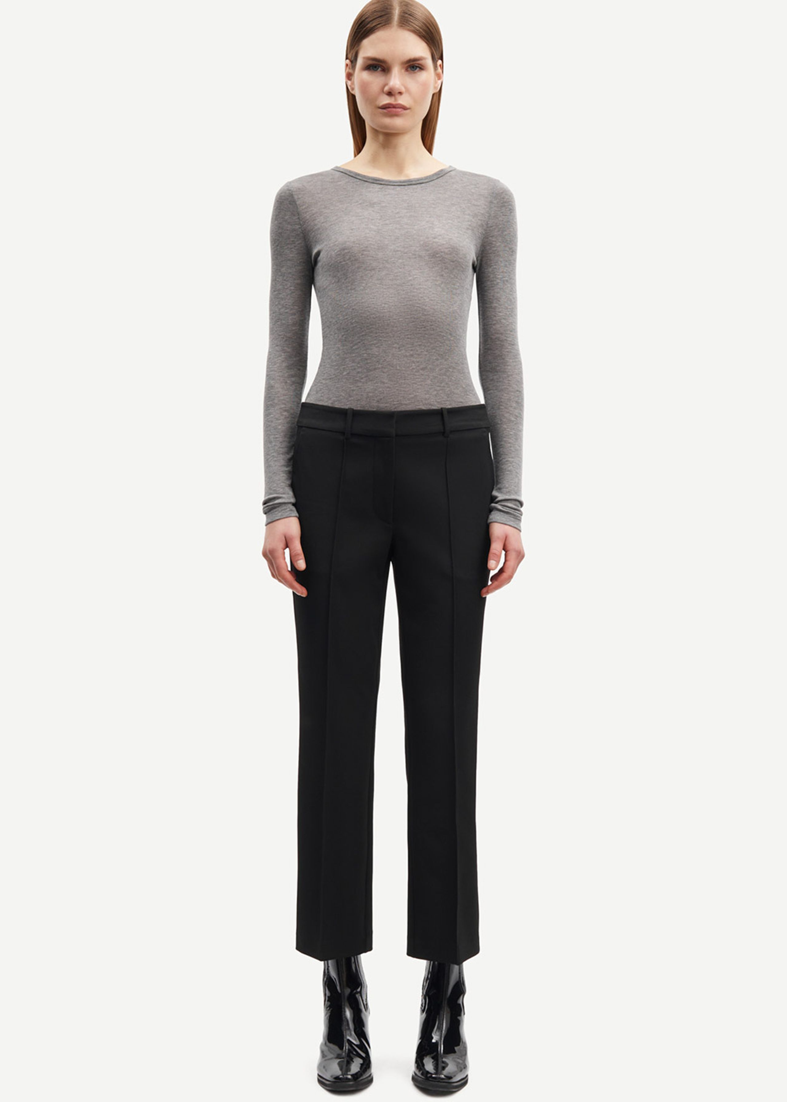 Samsøe & Samsøe - Blusa - SADou T-shirt LS - Grey Mel