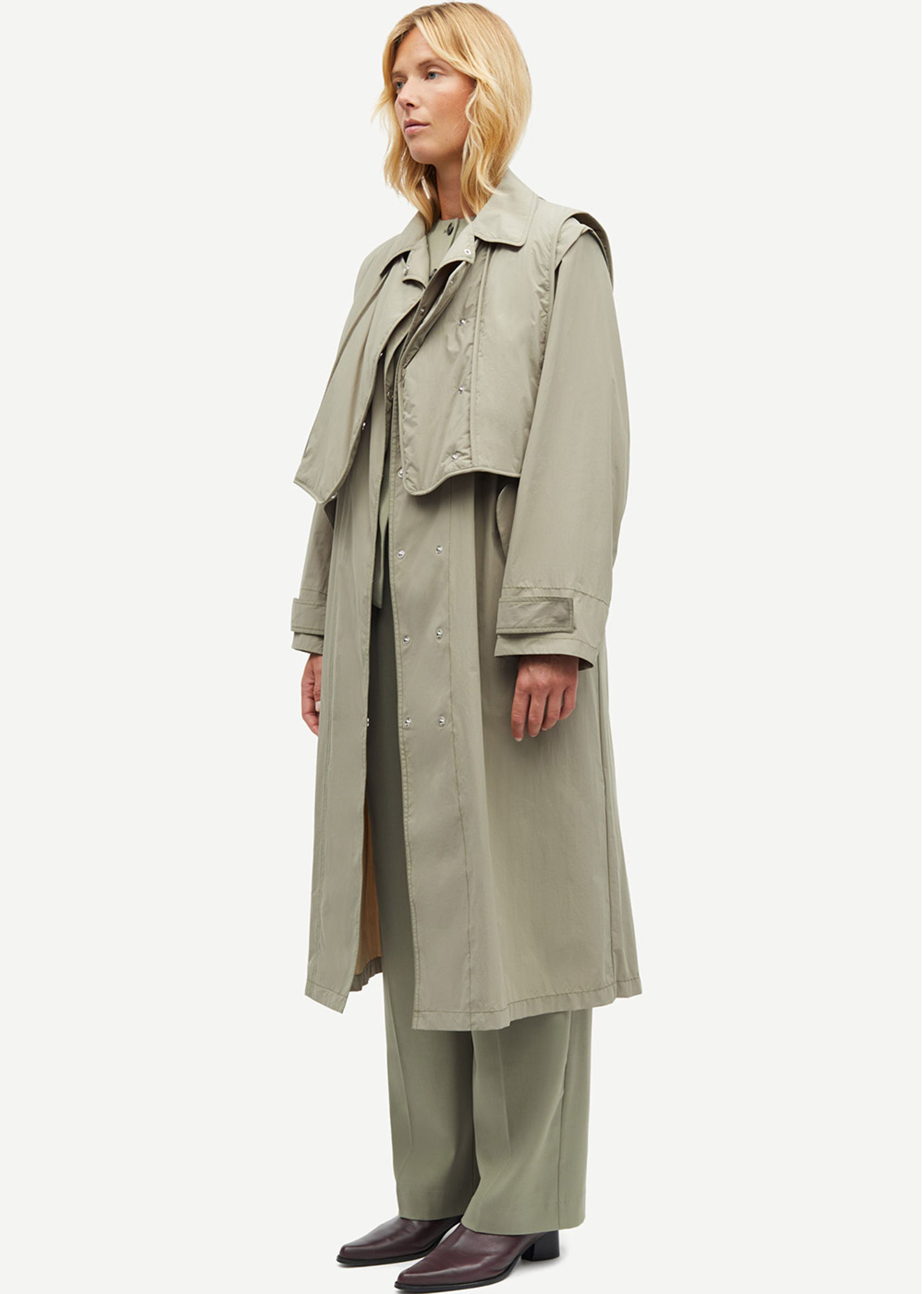 Samsøe & Samsøe - Kurtka trenczowa - SARaff Trench Coat - VETIVER