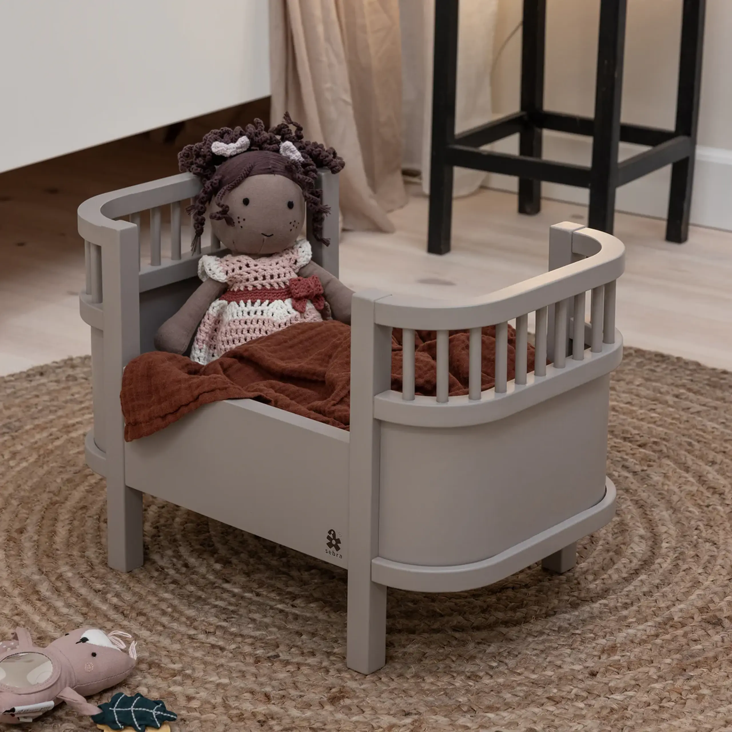 Sebra - Doll accessories - Sebra Doll's Bed + Mattress - Jetty beige