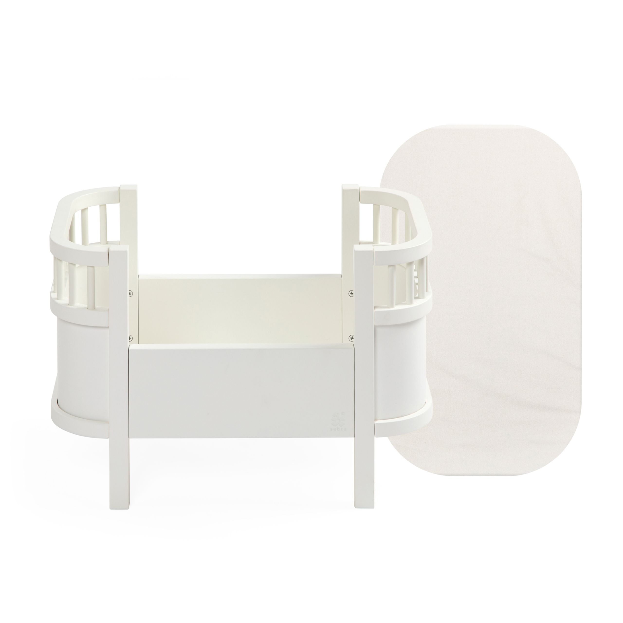 Sebra - Doll accessories - Sebra Doll's Bed + Mattress - White