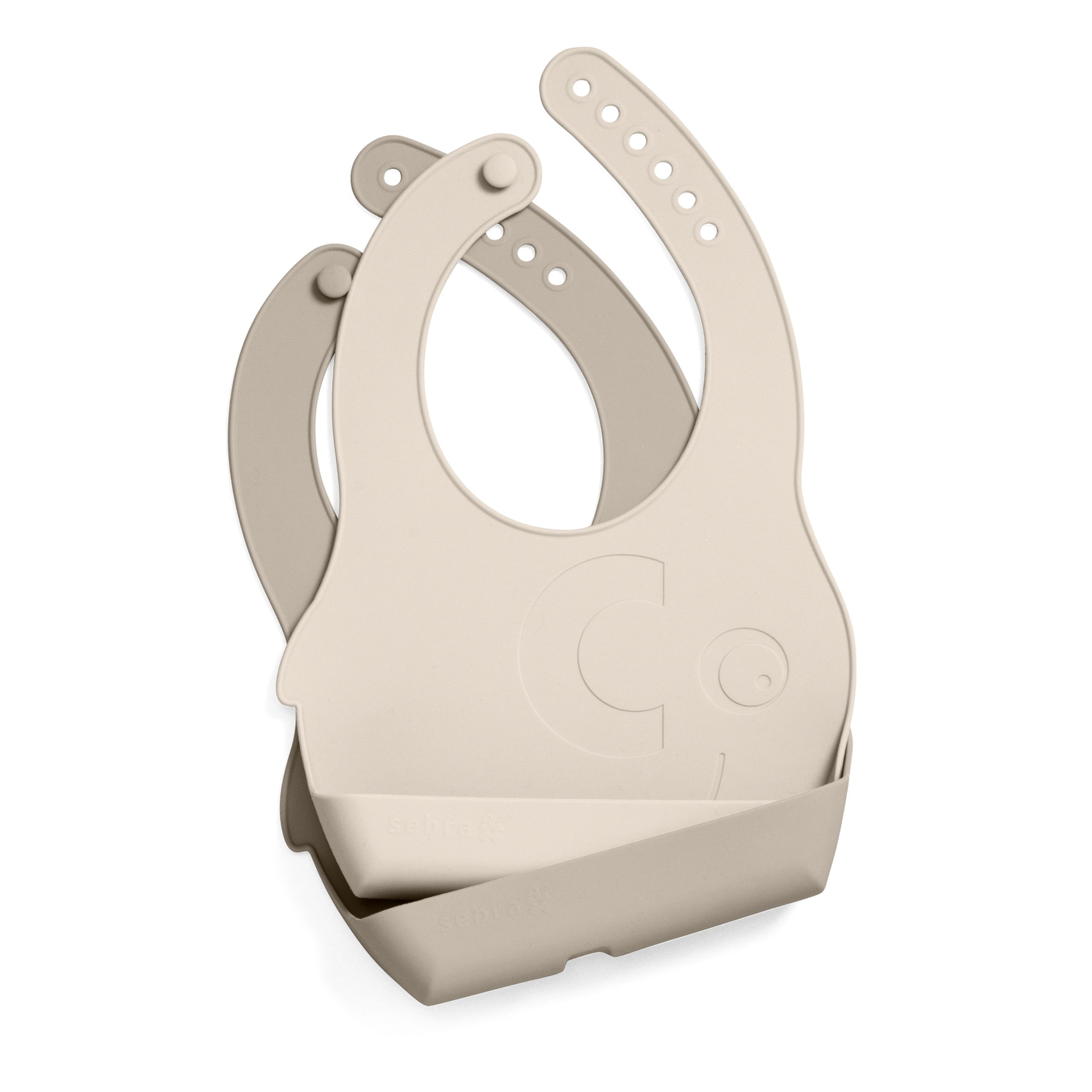 Sebra - Lätzchen - Silicone Bib Set - Jetty Beige / Seabreeze Beige