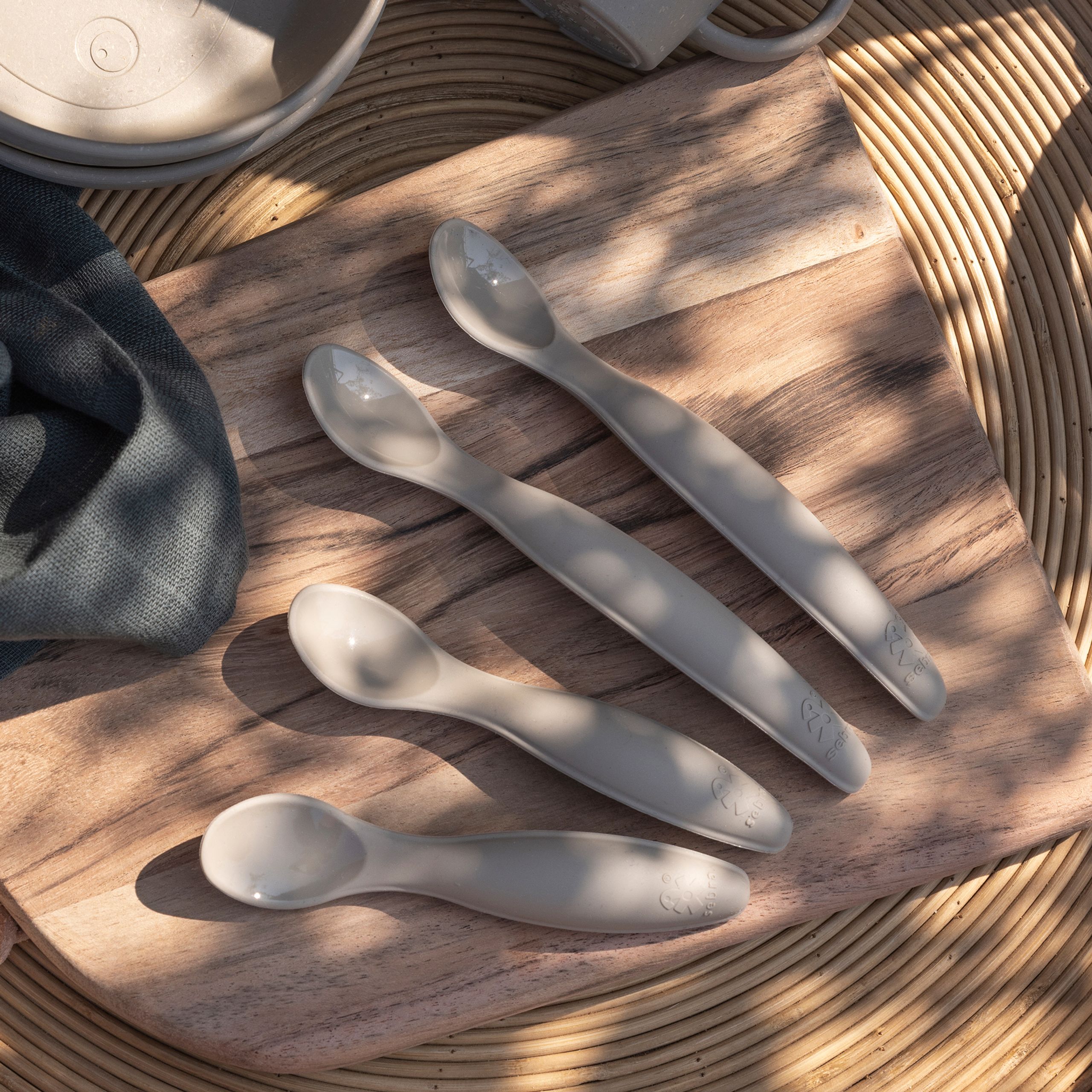 Sebra - Spoons - Silicone Spoon Set, long - Jetty Beige