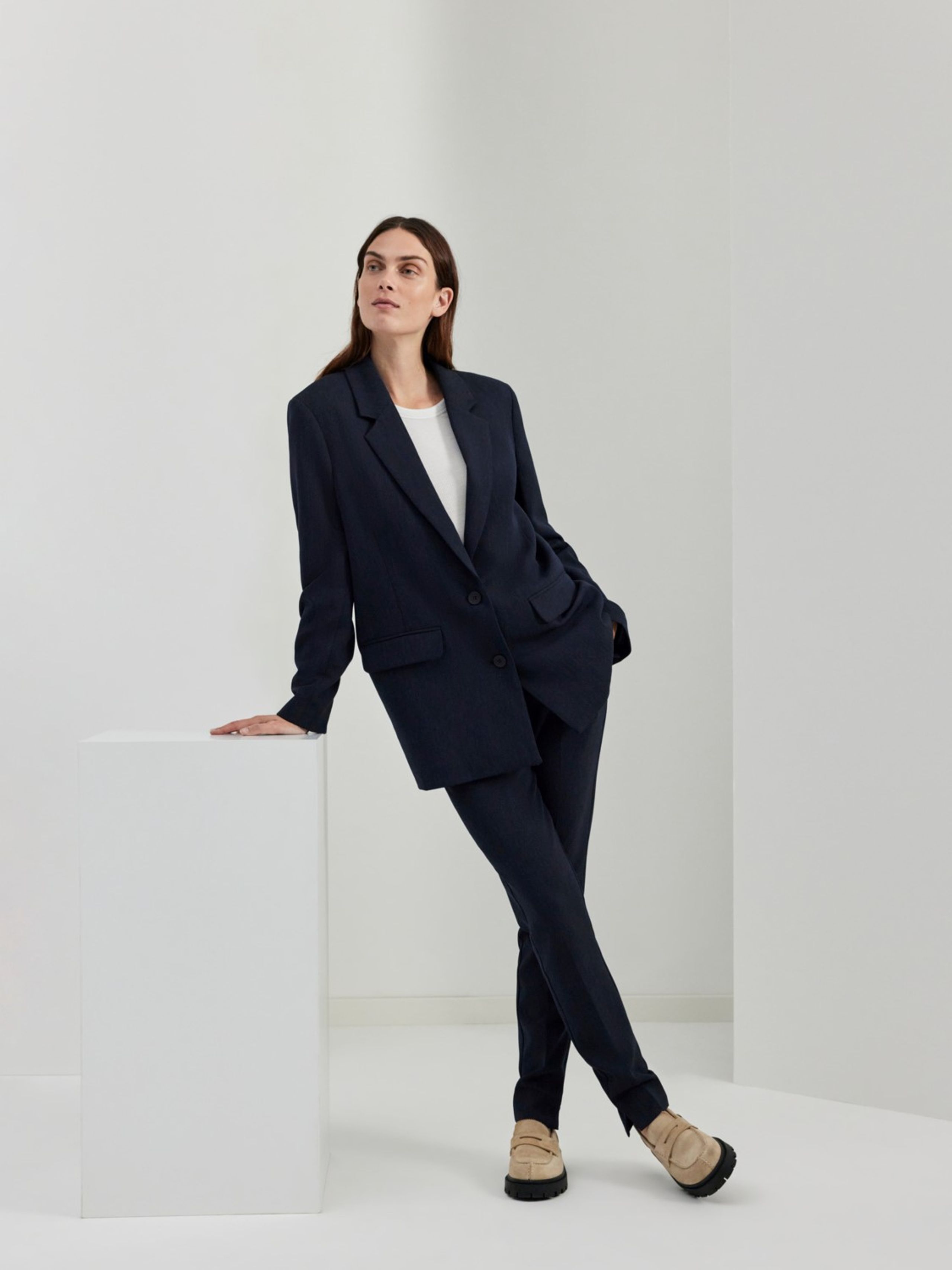 Selected Femme - Blazer - SLFRita LS Relaxed Blazer - Dark Sapphire Melange